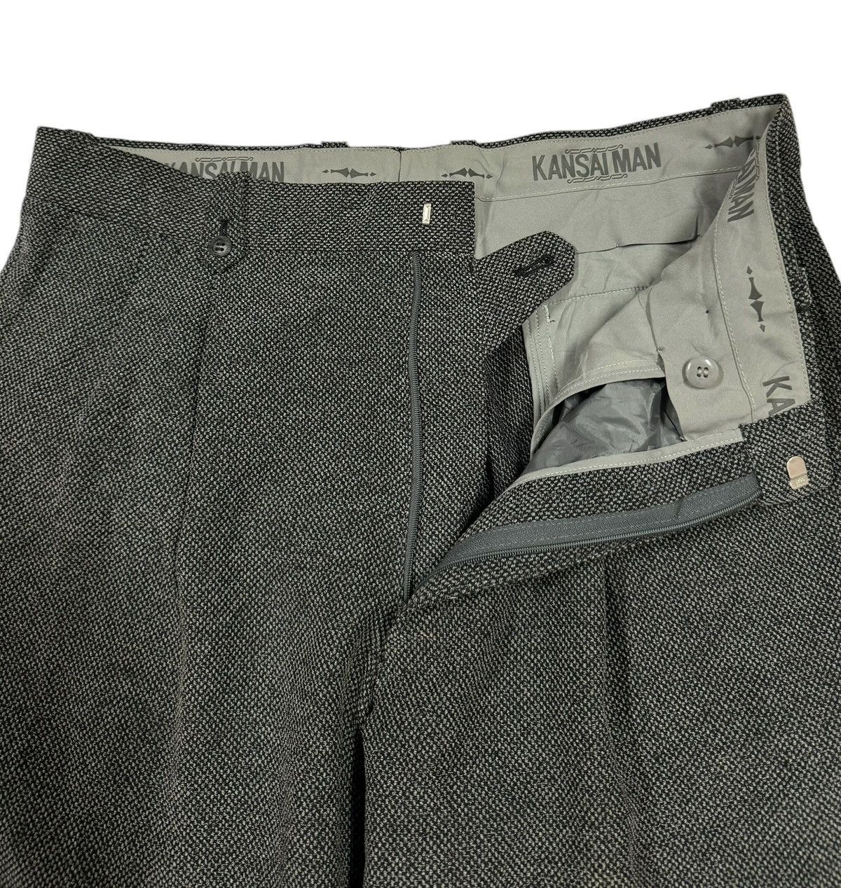 Kansai Yamamoto Vtg🔥90’s Kansai Man Casual Salt & Pepper Pants Size US 34 / EU 50 - 9 Thumbnail