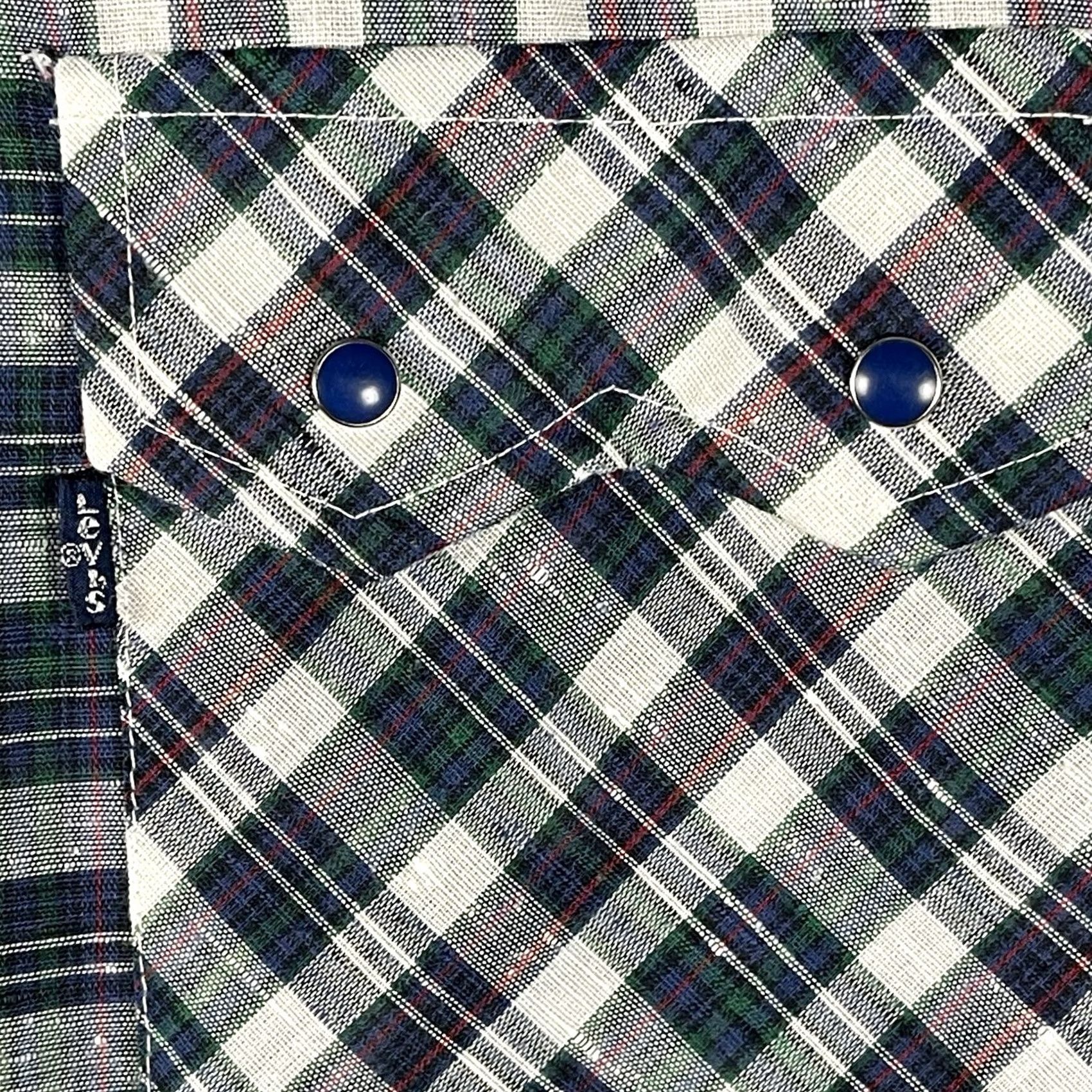 Levi's VINTAGE Levi's Shirt Western Pearl Snap Blue Plaid XL Men's Long Sleeve Button-Up Rockabilly 70s 80s Retro Western Size US XL / EU 56 / 4 - 6 Thumbnail