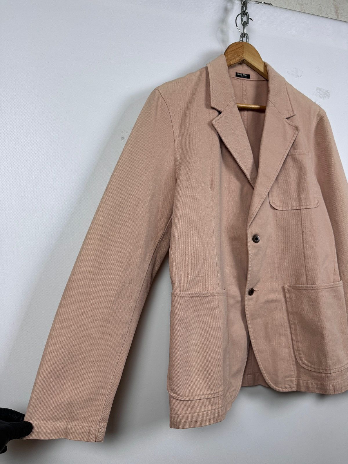 Miu Miu 00s Vintage Miu Miu by Prada Denim T.C. Pink Blazer Jacket Size US M / EU 48-50 / 2 - 9 Thumbnail