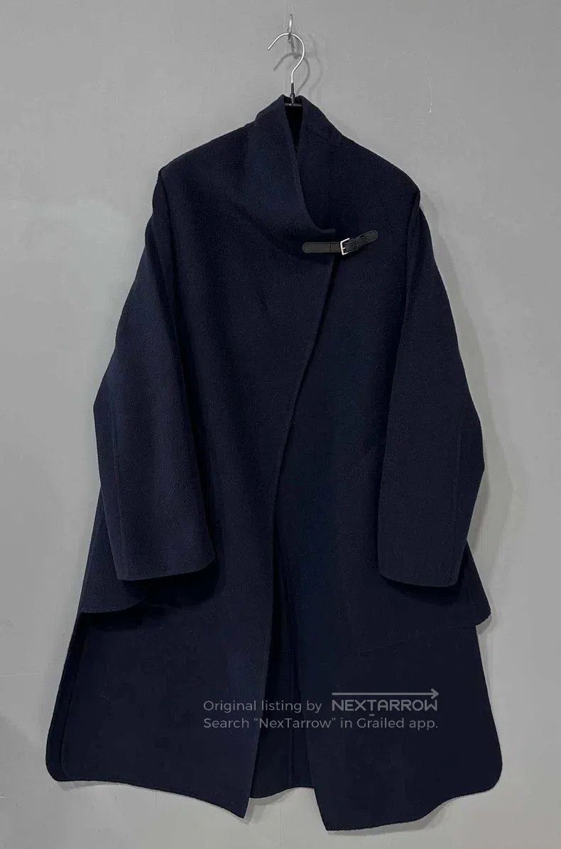 Hermes Hermes Navy blue leather buttoned cape-style cashmere coat Size XXS / US 00 / IT 34 - 1 Thumbnail