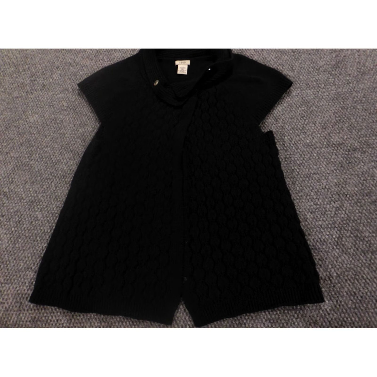 Izod VINTAGE IZOD Womens Sweater Large Black Cardigan Open Button Size L / US 10 / IT 46 - 2 Thumbnail