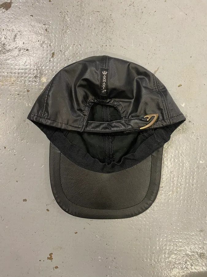 Vintage 2000s Armani Fake Leather Black Cap Size ONE SIZE - 4 Thumbnail