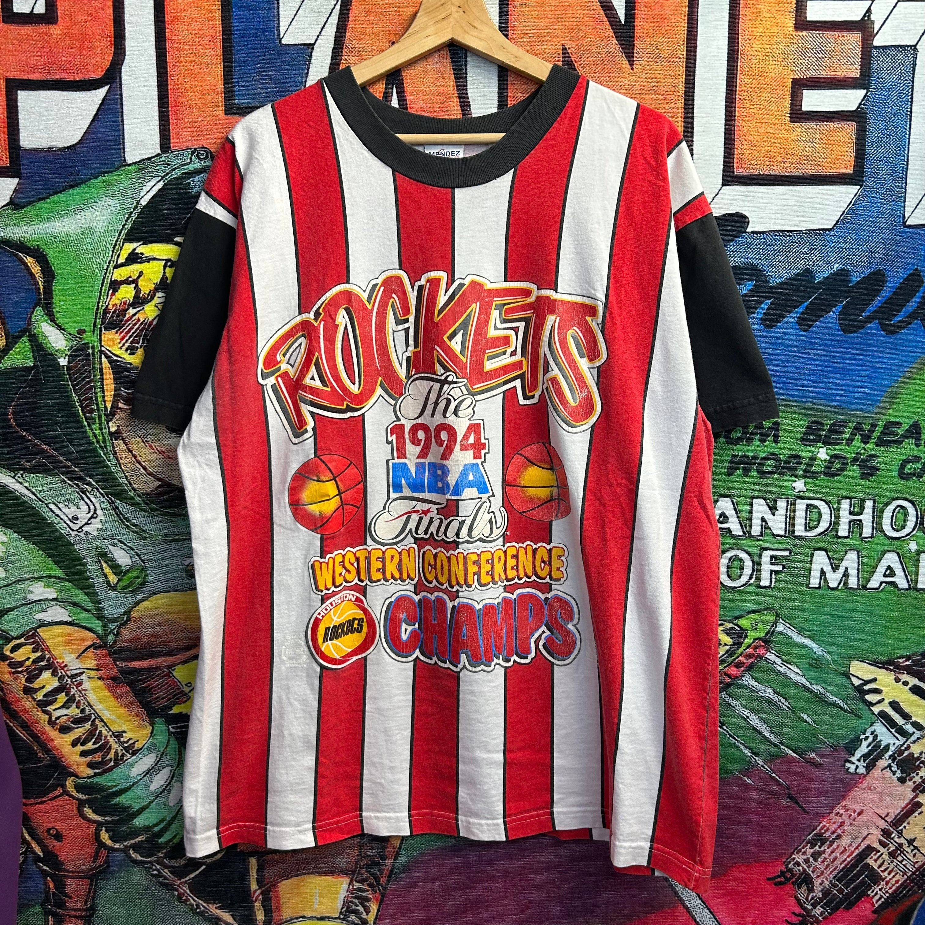 image of 90’S 94’ Houston Rockets Nba West. Conf Tee Size XL in Red/White, Men's