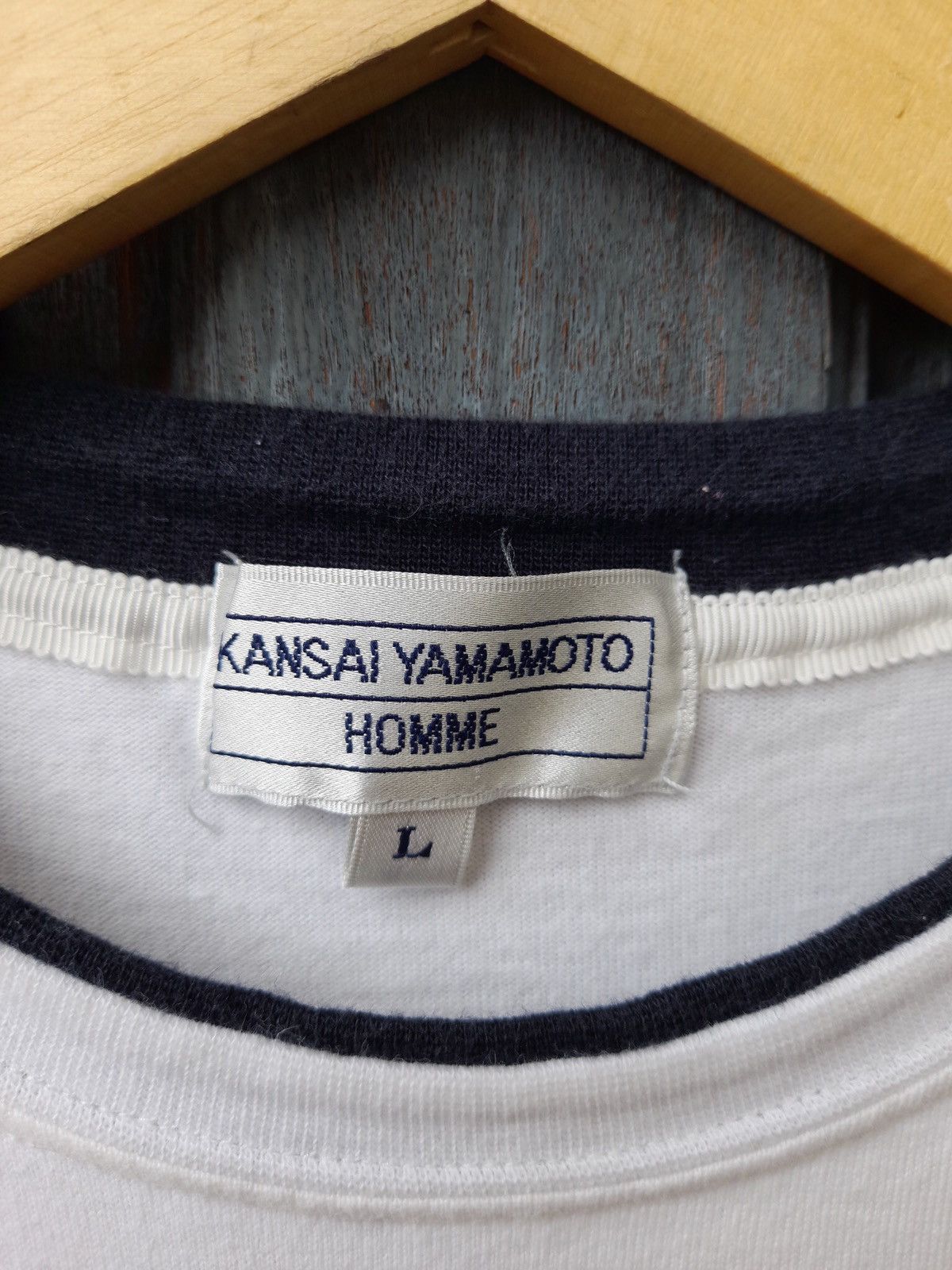 Kansai Yamamoto Vintage Kansai Yamamoto Homme Logo Stripe Tee Japan Designer Size US L / EU 52-54 / 3 - 10 Thumbnail