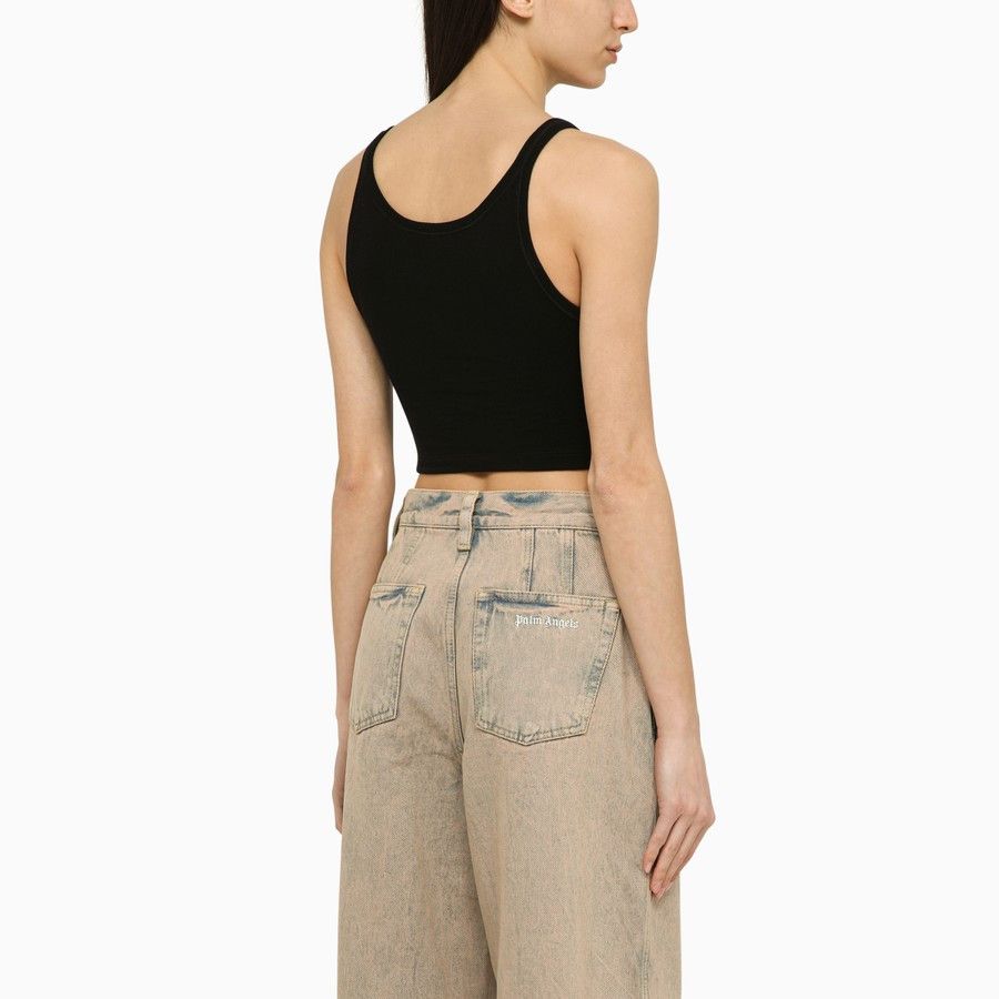 Palm Angels o1d2blof0924 Cotton Cropped Tops In Black Size XS / US 0-2 / IT 36-38 - 3 Thumbnail