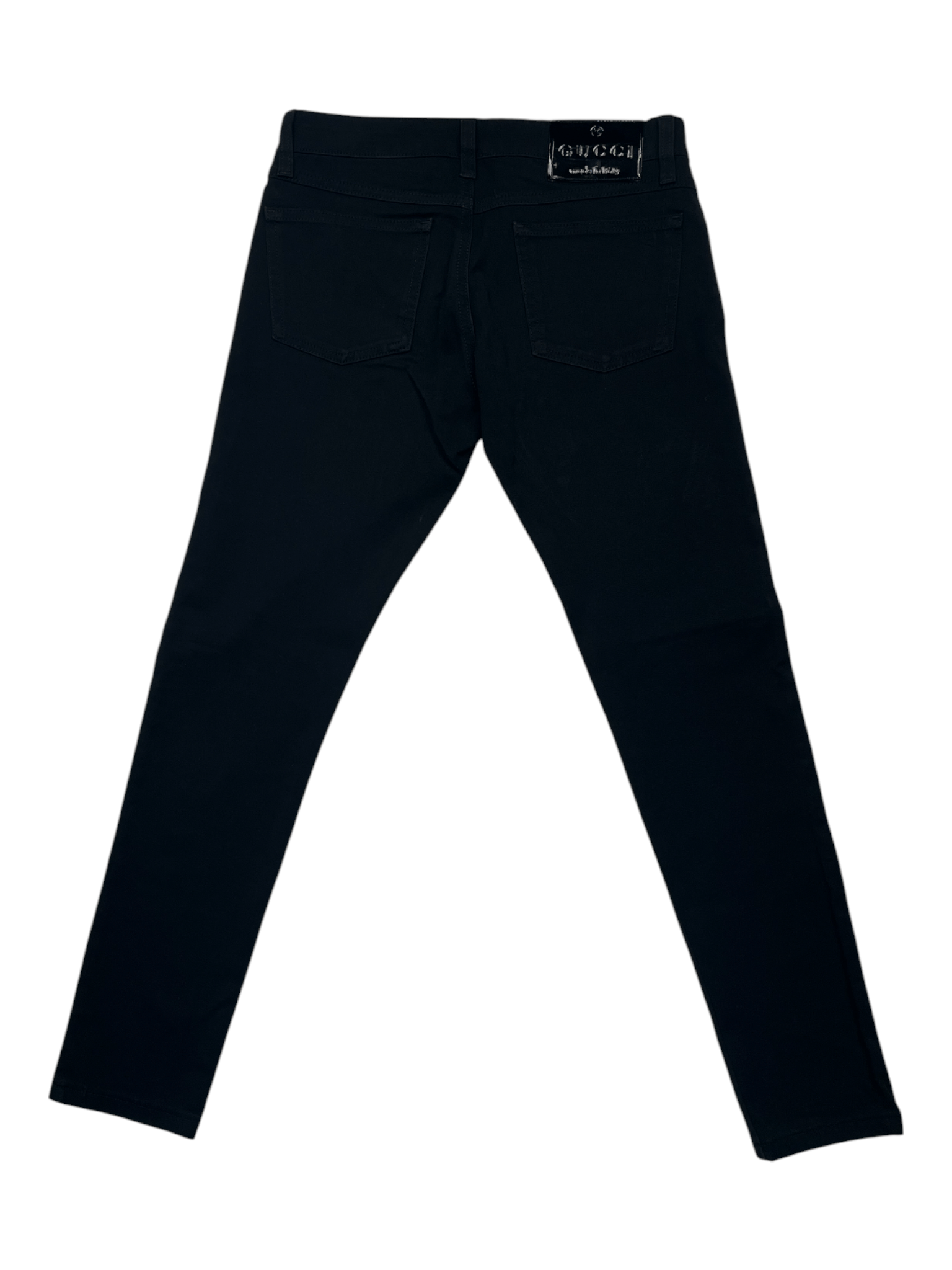 Gucci Gucci Black Cotton Slim Fit Pants With Glossy Brand Tab Size 26" / US 2 / IT 38 - 2 Thumbnail