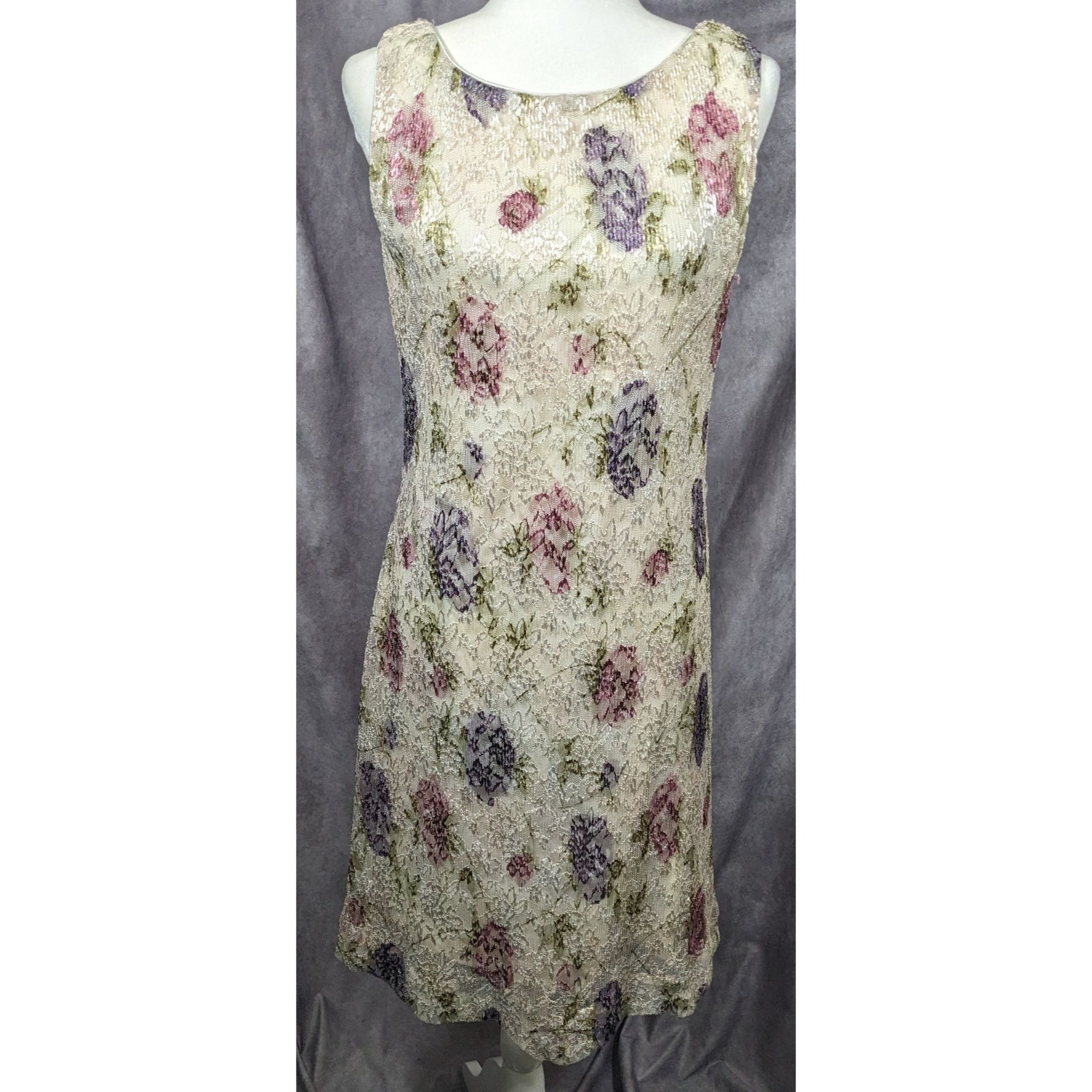 Other Vintage Floral Ronnie Nicole By Ouida Lace Overlay Cream Shi Size M / US 6-8 / IT 42-44 - 4 Thumbnail
