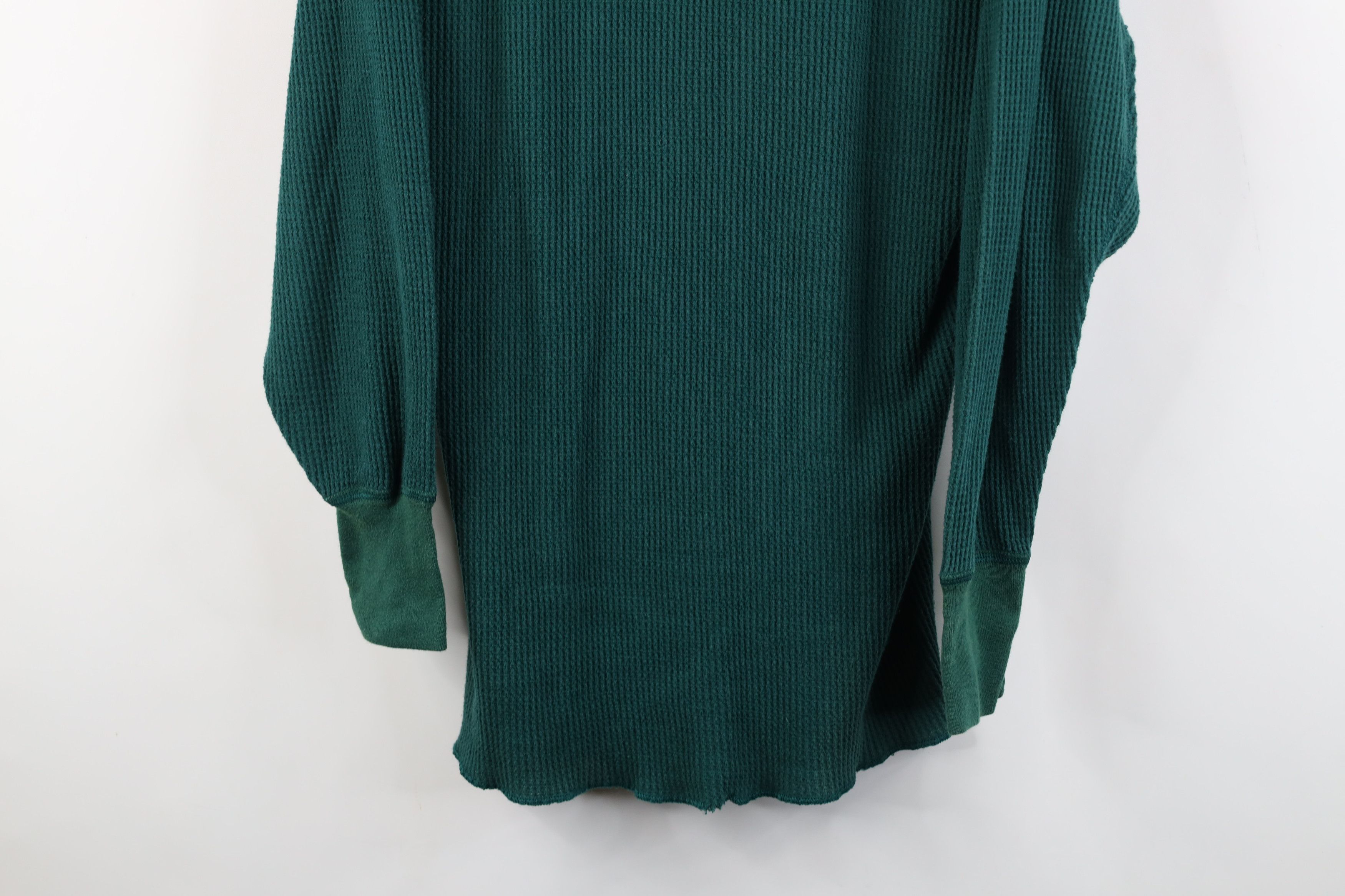 Vintage Vintage 90s Streetwear Waffle Knit Henley T-Shirt Green USA Size US XL / EU 56 / 4 - 3 Thumbnail