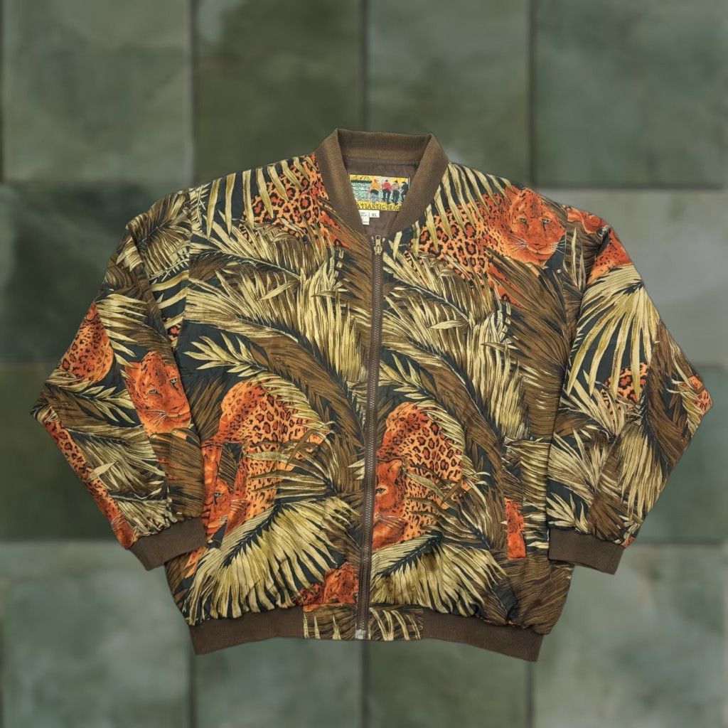 Vintage VINTAGE Atlantic Beach Cheetah African Silk Jacket Womens XL Brown 90s Animals Nature 100% Silk Zip Long Sleeve Size XL / US 12-14 / IT 48-50 - 1 Thumbnail