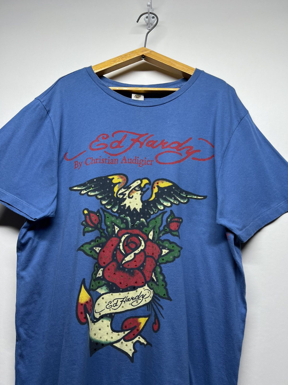 Ed Hardy Vintage Y2k Ed Hardy Eagle Roses 🦅🌹 Big Logo T-Shirt 00’s Size L / US 10 / IT 46 - 4 Thumbnail