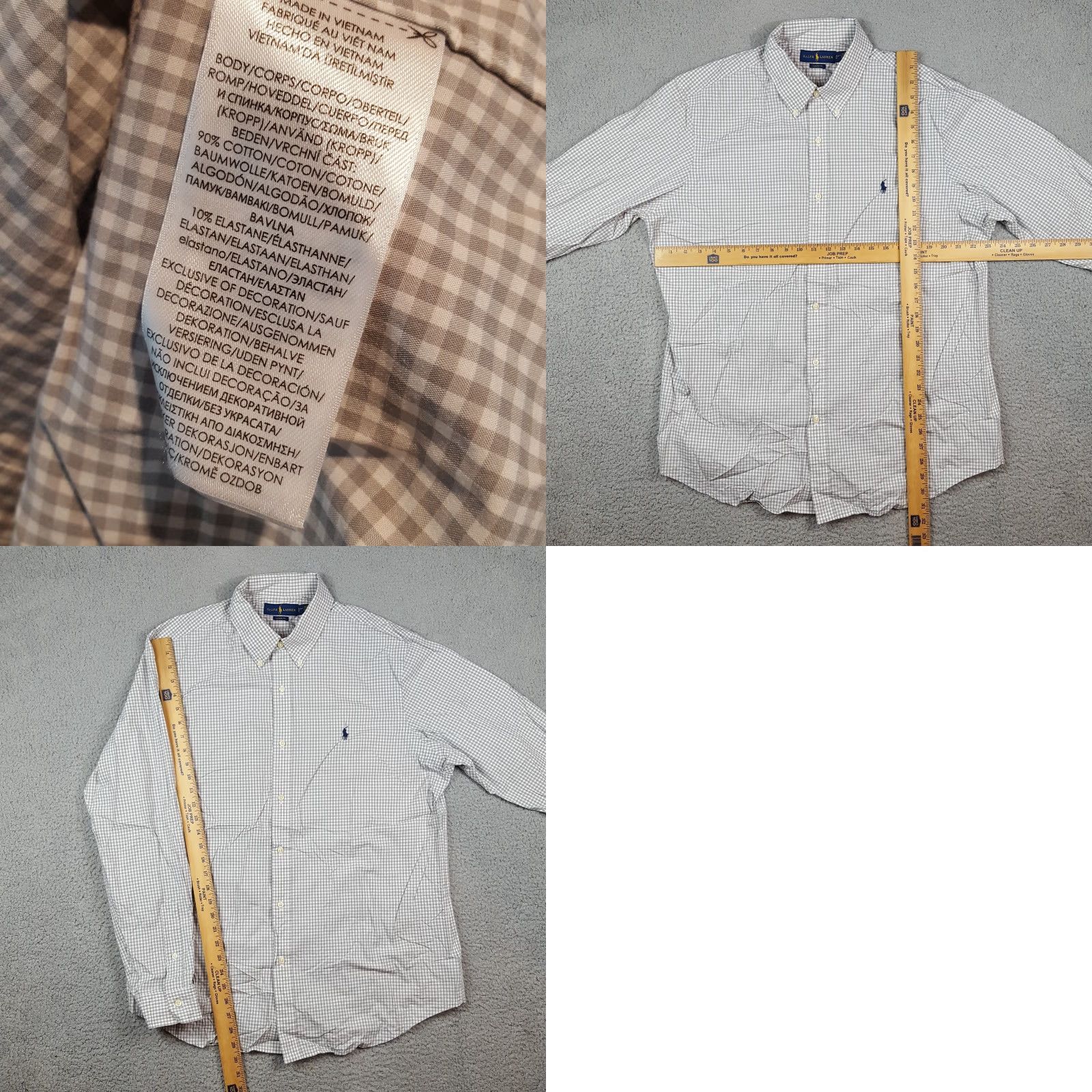 Ralph Lauren Vintage Ralph Lauren Men's Size XL Gray Gingham Plaid Button-Down Shirt Casual Workwear Retro 90s Size US XL / EU 56 / 4 - 8 Thumbnail