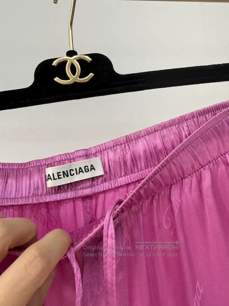 Balenciaga Balenciaga Barbie Pink Bulletproof Letter Logo Silk Pants Size 33" - 4 Thumbnail