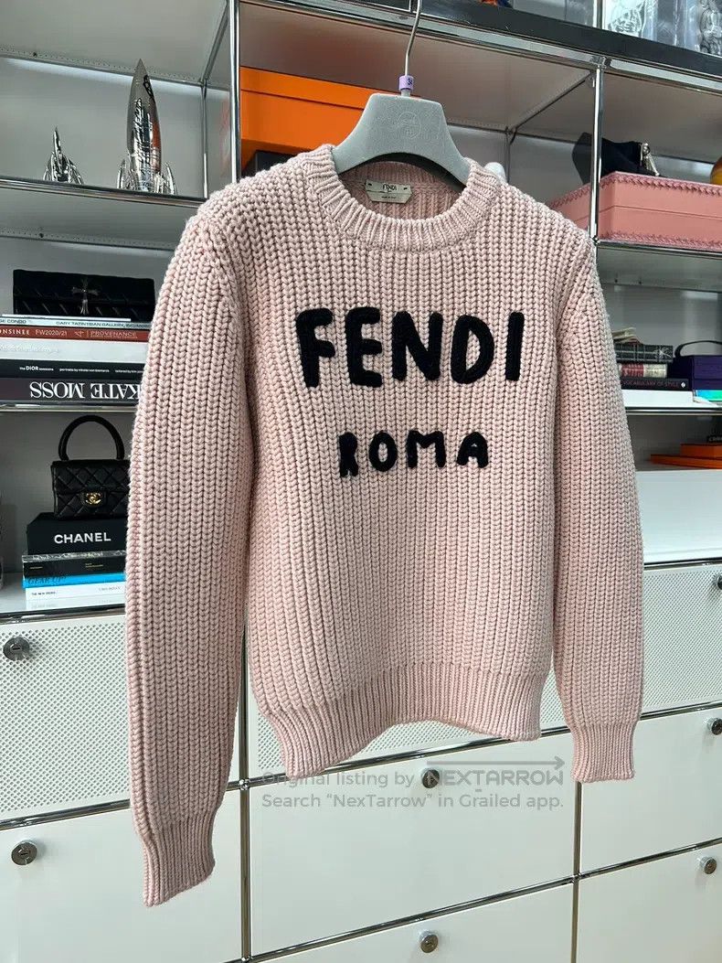 Fendi Fendi Cherry blossom pink bulky knit round neck 100% wool Size XXS / US 00 / IT 34 - 4 Thumbnail