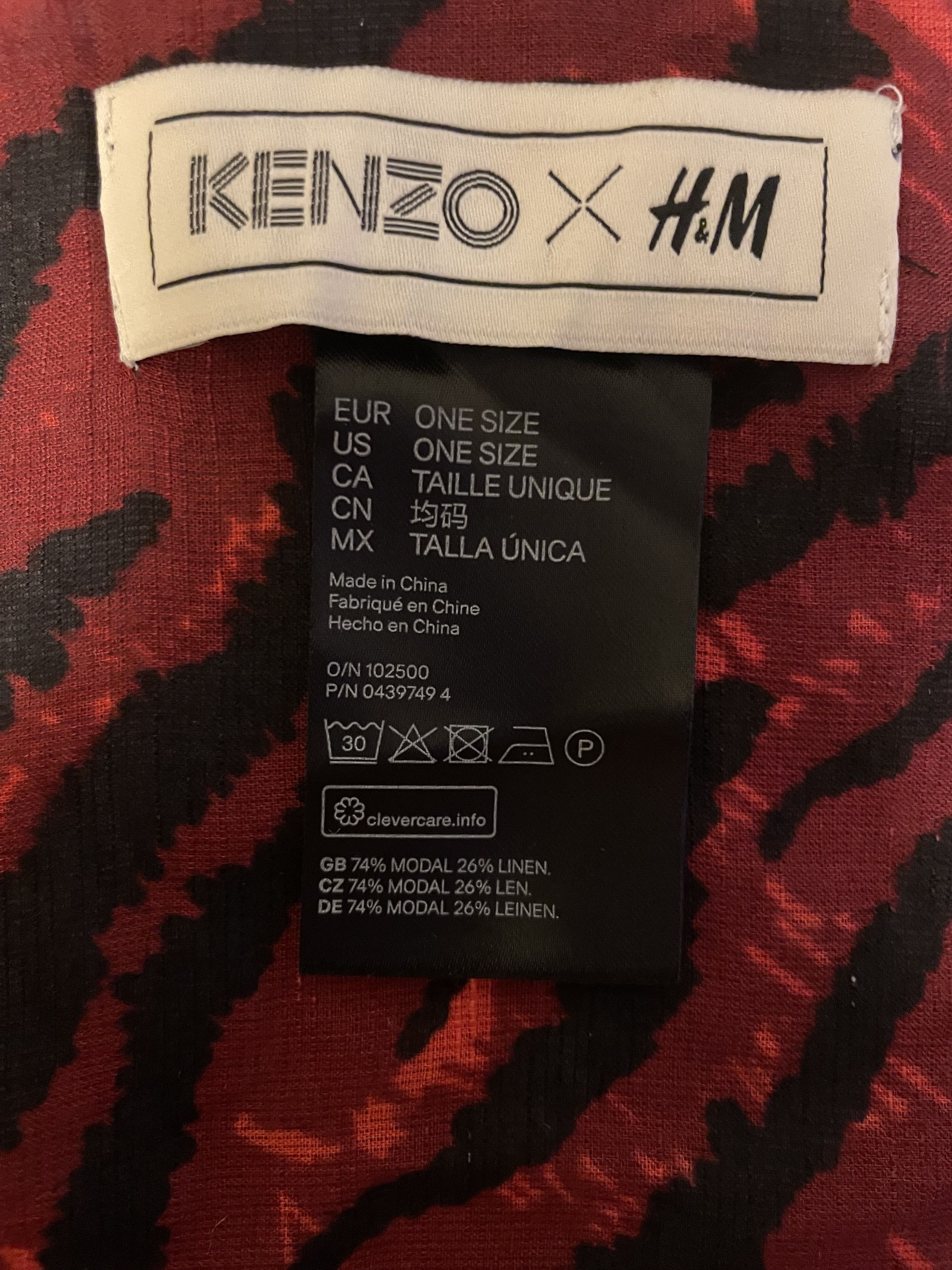H&M × Kenzo Kenzo x H&M Red Tiger Square Scarf Size ONE SIZE - 2 Thumbnail