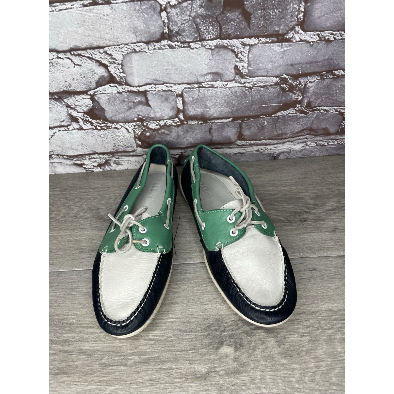 L.L. Bean LL Bean Blue Green White Leather Preppy Loafers Boat Shoes W Size US 9 / IT 39 - 13 Thumbnail