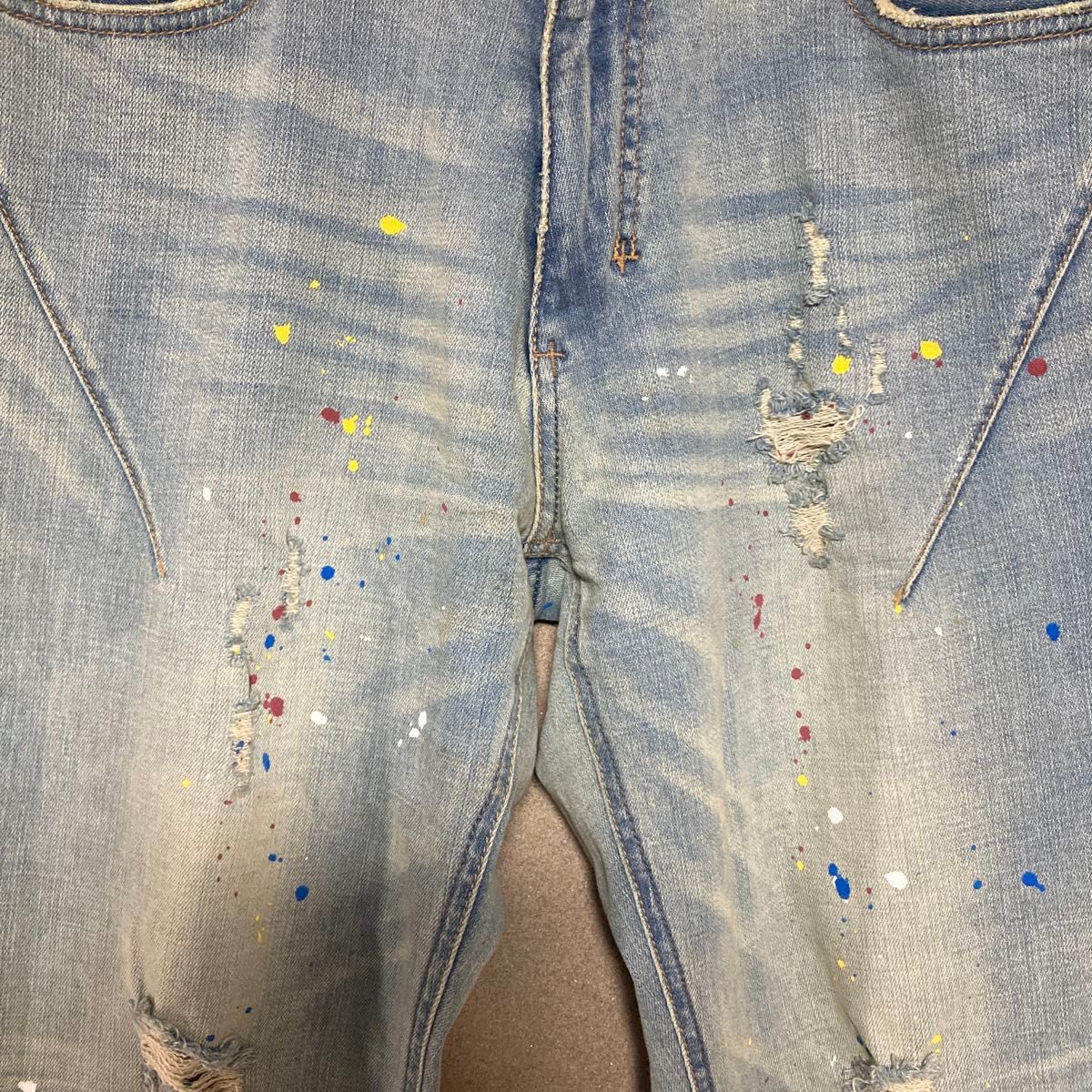 Number (N)ine Distressed Paint Splatter Jeans Size US 32 / EU 48 - 3 Thumbnail