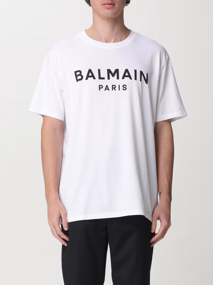 Balmain o1y0426 Logo Crewneck T-Shirt in White Size US L / EU 52-54 / 3 - 1 Thumbnail