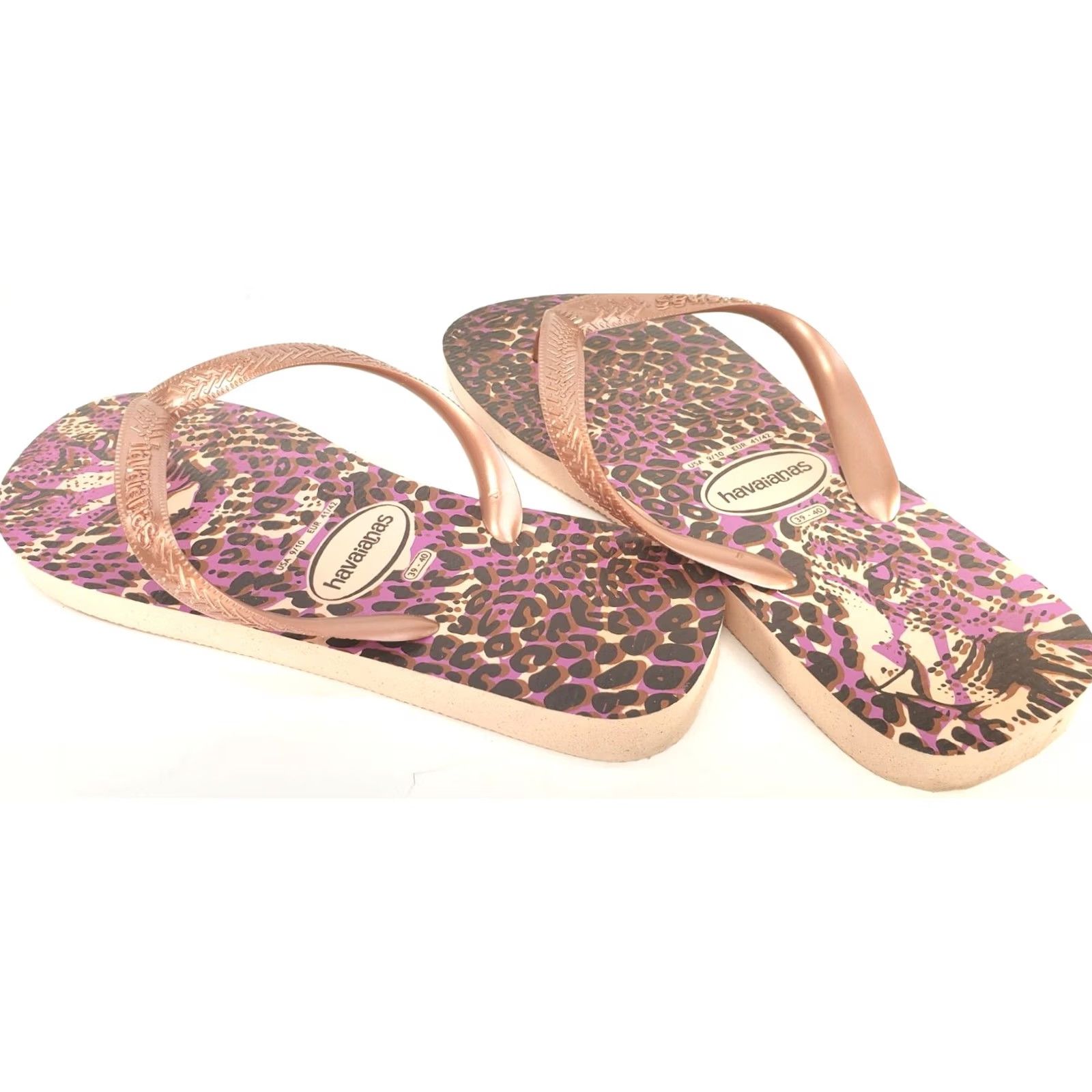 Vintage Havaianas Flip Flop Sandal Thong Rubber Leopard Cheetah Pink Purple Black Size 9 /10 Womens Pre-owned Vintage: No Size US 9 / IT 39 - 5 Thumbnail