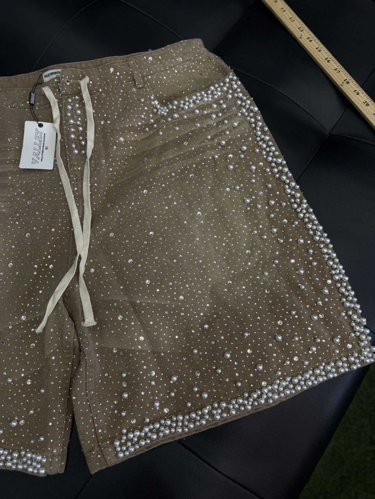 Vale Valley Rhinestone Crystal Shorts Denim Tan Size 38 Size US 38 / EU 54 - 4 Thumbnail
