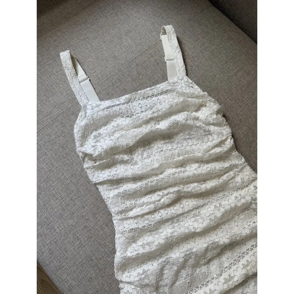 Dolce & Gabbana Dolce& Gabbana White Lace Stretch Cotton Mini Dress IT40 Size S / US 4 / IT 40 - 3 Thumbnail
