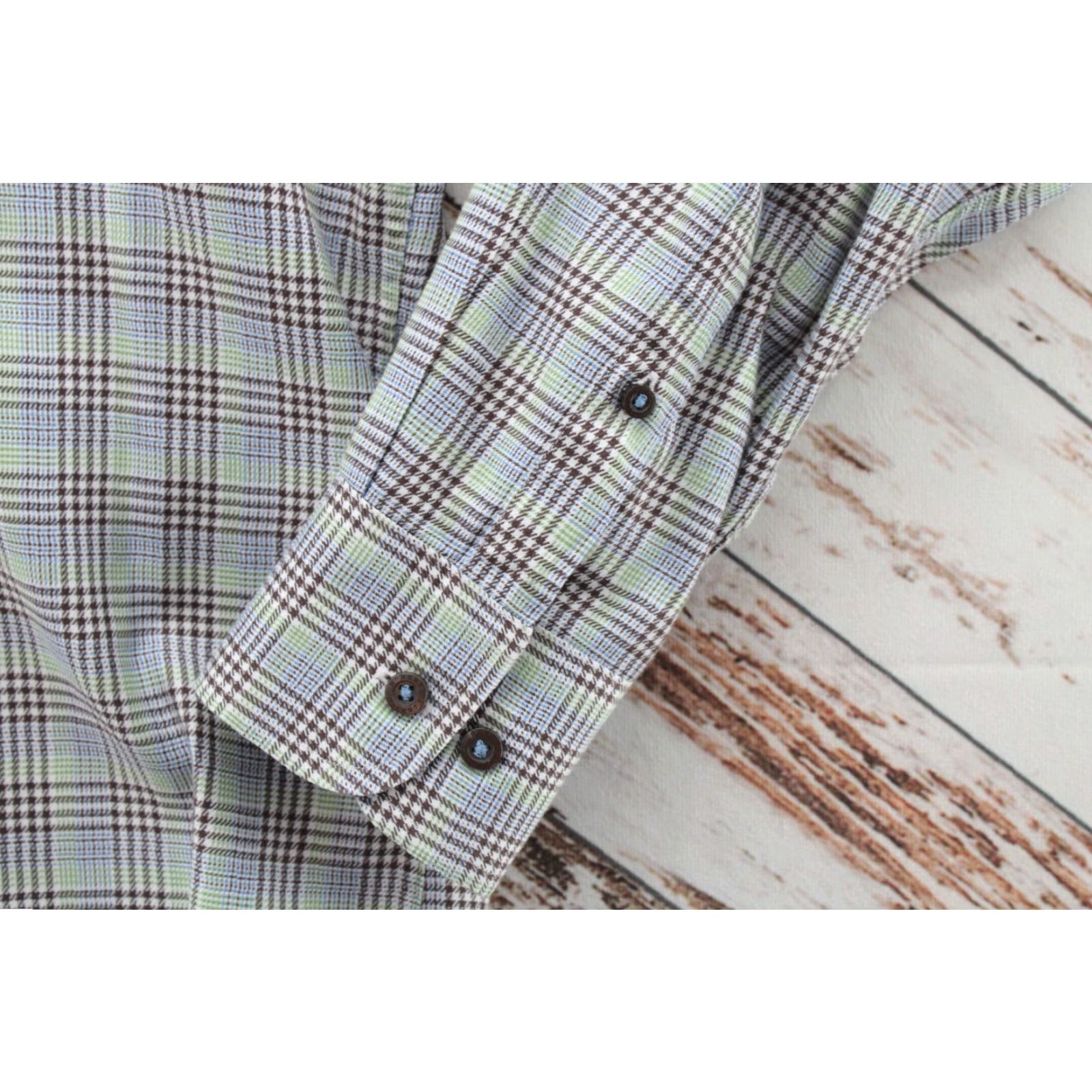 Robert Talbott Robert Talbott Shirt Mens Large Brown Houndstooth Plaid Long Sleeve Workwear Button-Up Casual Formal Business Mens Size US L / EU 52-54 / 3 - 6 Thumbnail