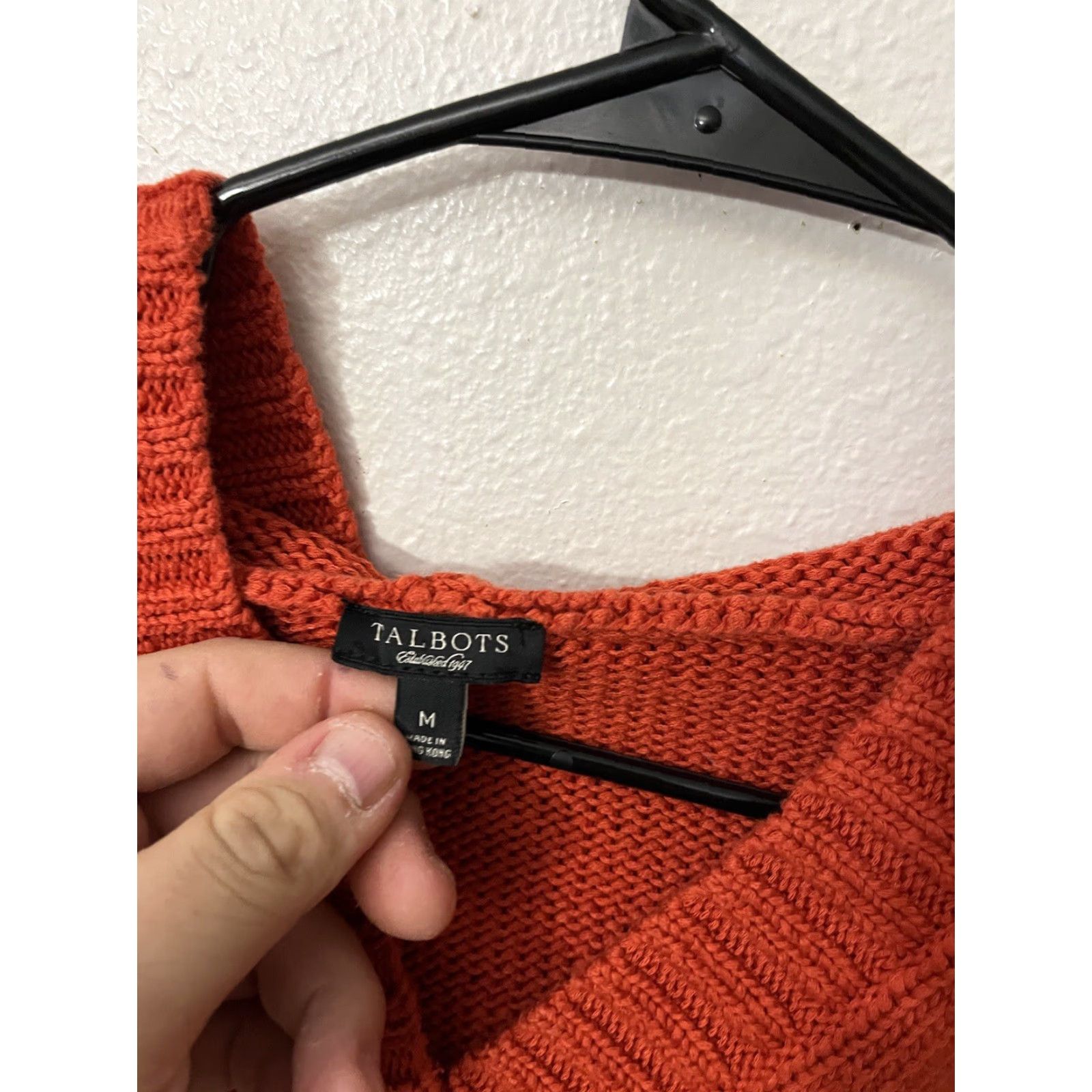 Talbots Talbots Women's Sweater Pullover Hoodie Orange M Cotton Knit V-Neck Bohemian Classic Size M / US 6-8 / IT 42-44 - 3 Thumbnail