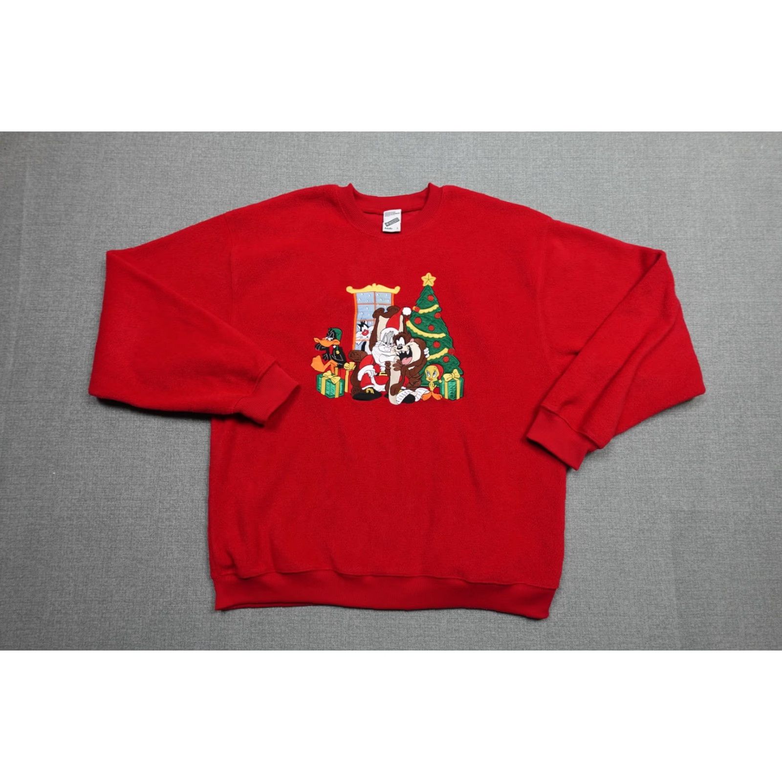 Vintage VINTAGE Looney Tunes Sweatshirt Mens Large Red Fleece Christmas Bugs Bunny 90s Size US L / EU 52-54 / 3 - 3 Thumbnail
