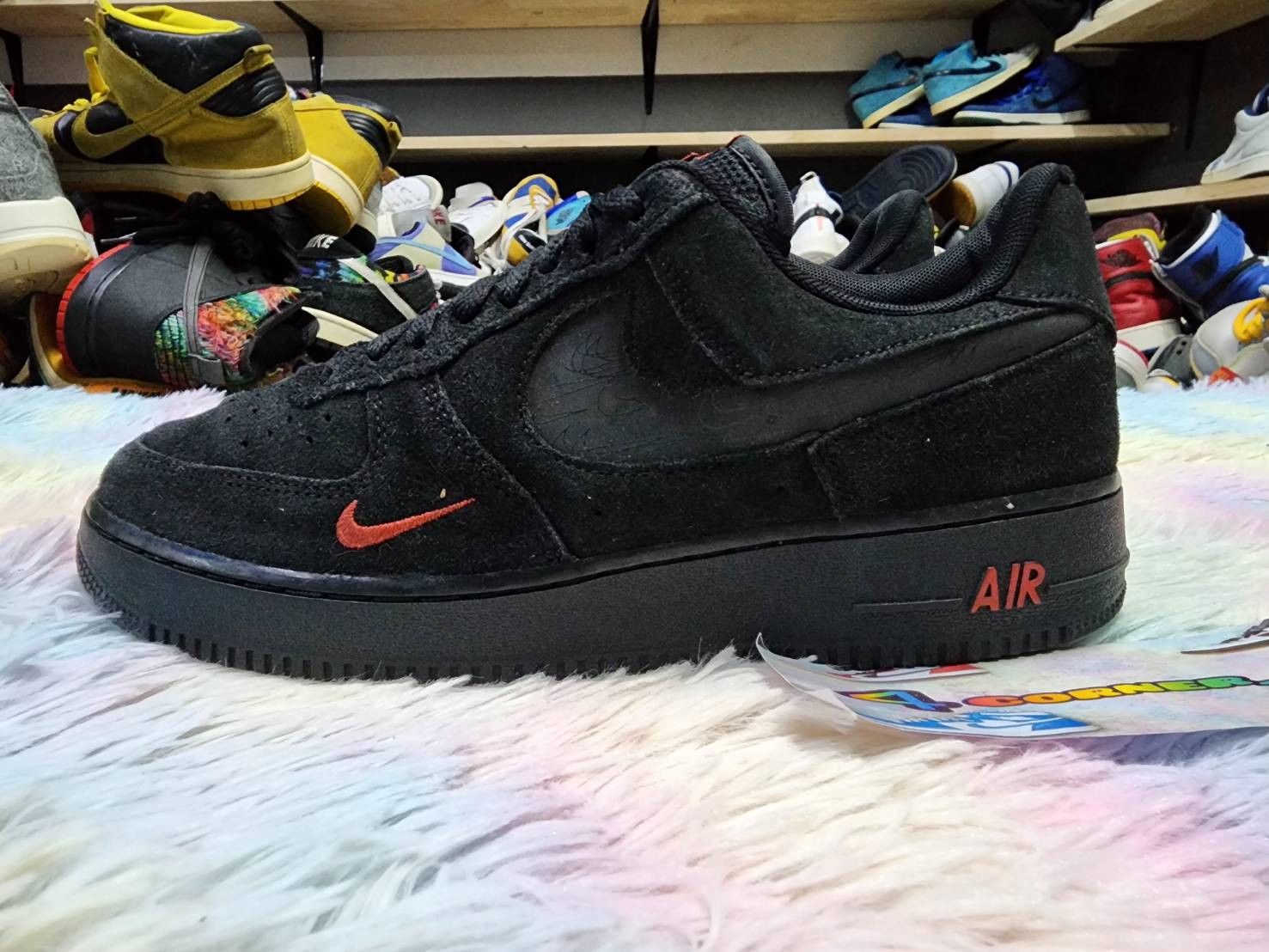 image of Nike Air Force 1 '07 Lv8 Reflective Crimson Shoes in Black, Men's (Size 9)