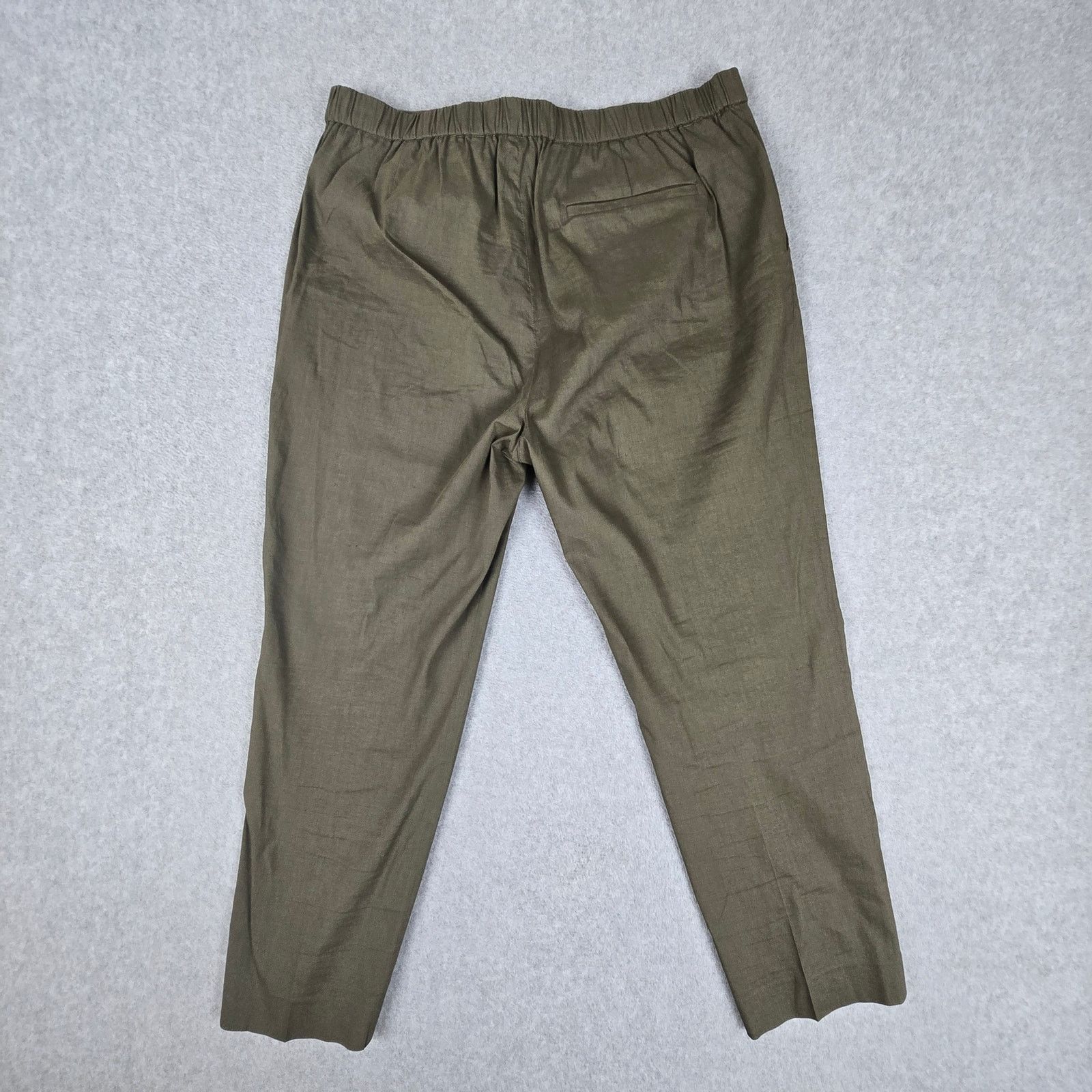 Theory Theory 12 Olive Green Linen Blend Pull On Pants Pockets Size 34" / US 12 / IT 48 - 2 Thumbnail
