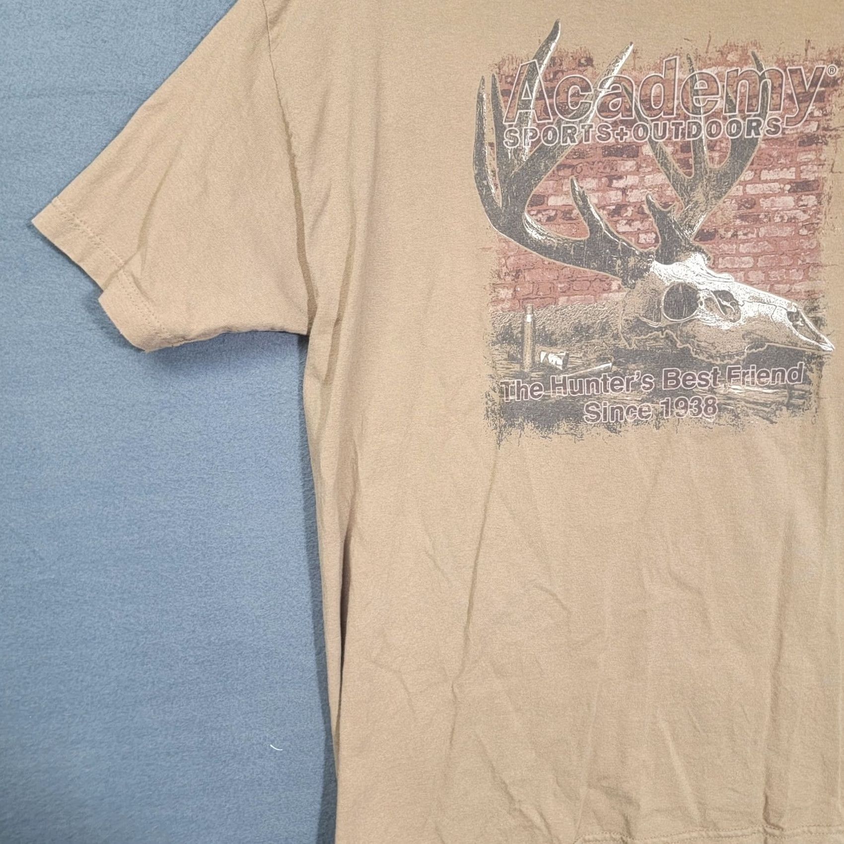 Vintage VINTAGE Academy Sports And Outdoors Shirt Mens XL Hunters Best Friend Distressed Shirt Mens XL Brown Cotton Logo Size US XL / EU 56 / 4 - 5 Thumbnail