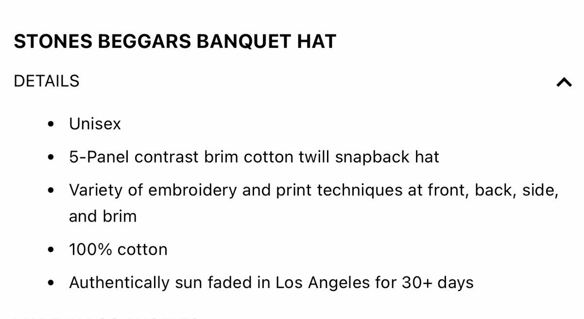 Paly Hollywood Paly Hollywood Stones Beggars Banquet Hat Size ONE SIZE - 10 Thumbnail