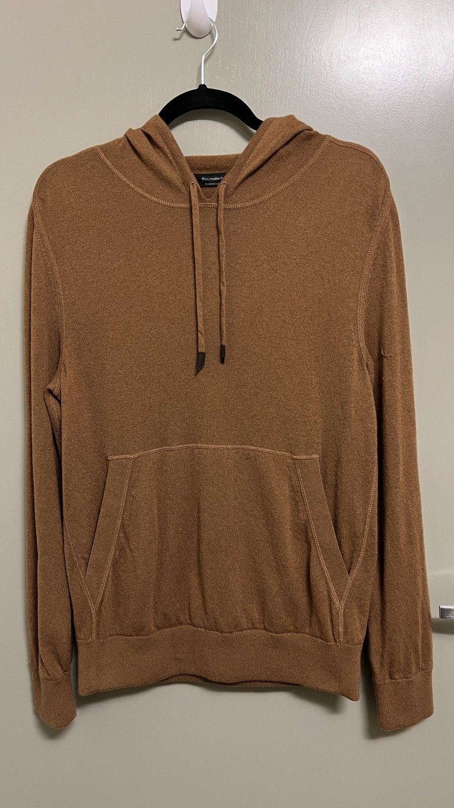 Ermenegildo Zegna Zegna Drawstring Knitted Cashmere Hoodie Foliage Brown Men’s Size US M / EU 48-50 / 2 - 2 Thumbnail