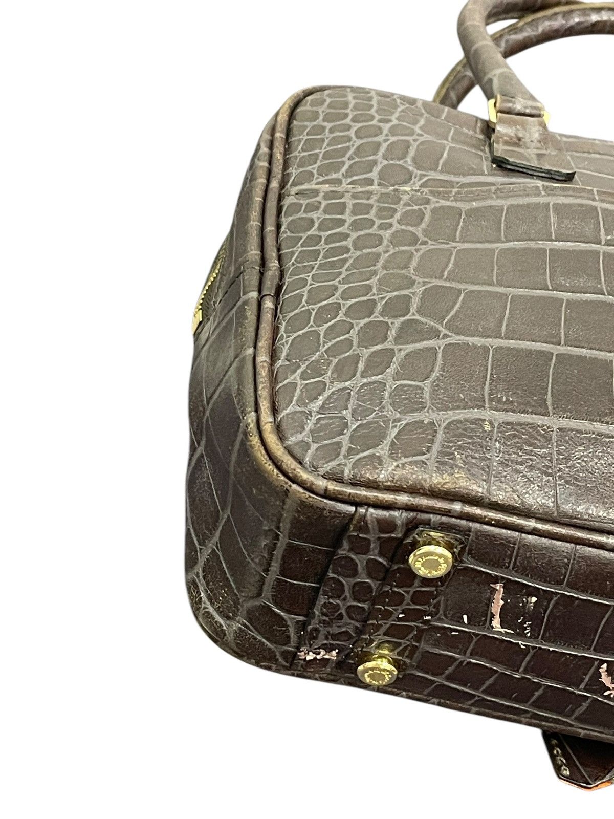 Genuine Leather Crocodile Embossed Cowhide A.D.M.J Japan Hand Bag 1🟩2 Size ONE SIZE - 14 Thumbnail