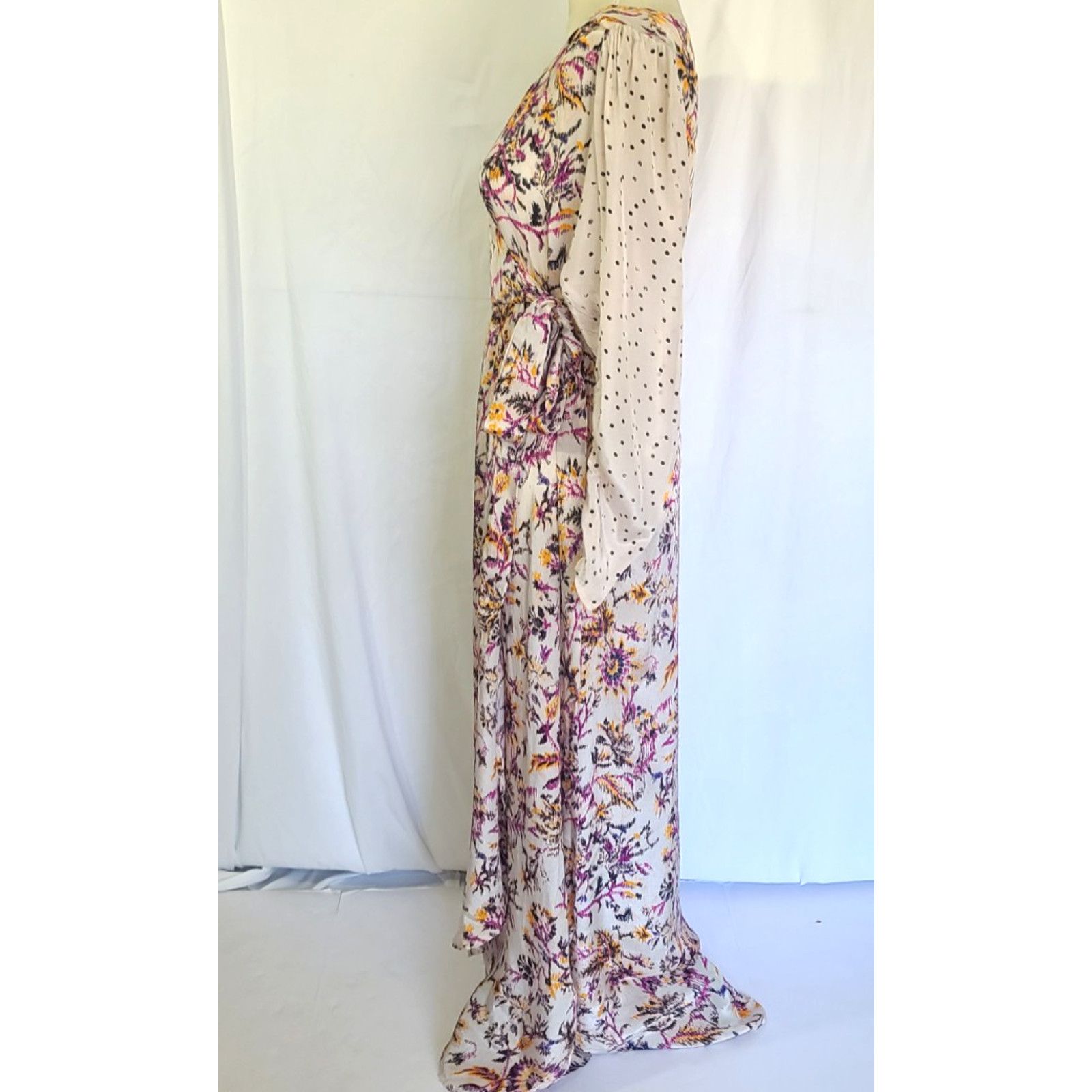 Other New W/Tag Mariacher Designer Cream Floral Wrap Maxi Dress L Size L / US 10 / IT 46 - 3 Thumbnail