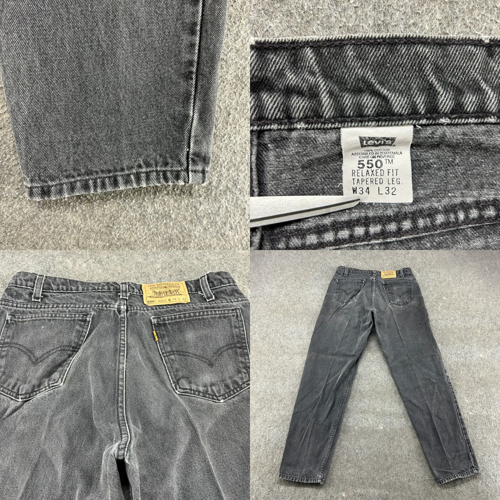 Levi's VINTAGE Levi's 550 Jeans Men 34x32 Black Relaxed Tapered Distressed 90s Jeans Size US 34 / EU 50 - 10 Thumbnail