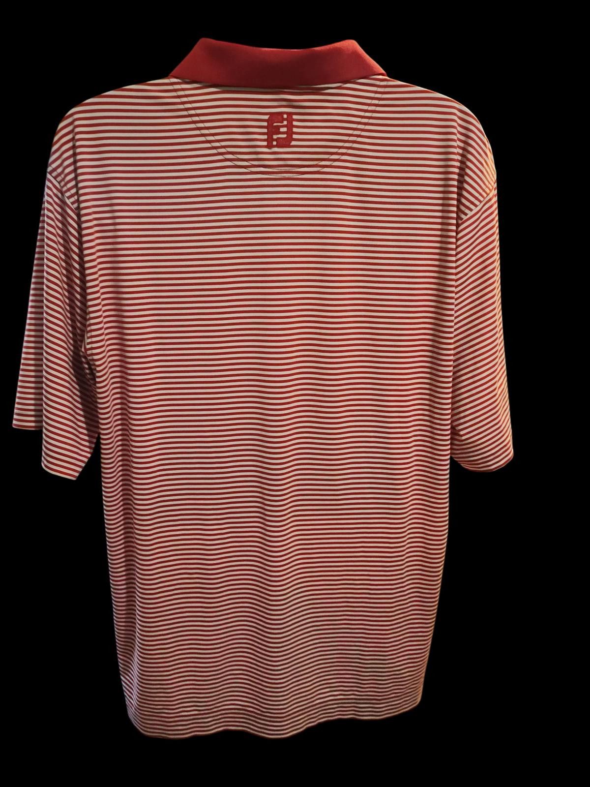 Footjoy FootJoy Prodry Lisle Men's Red and White Striped Polo Shirt Size US L / EU 52-54 / 3 - 4 Thumbnail