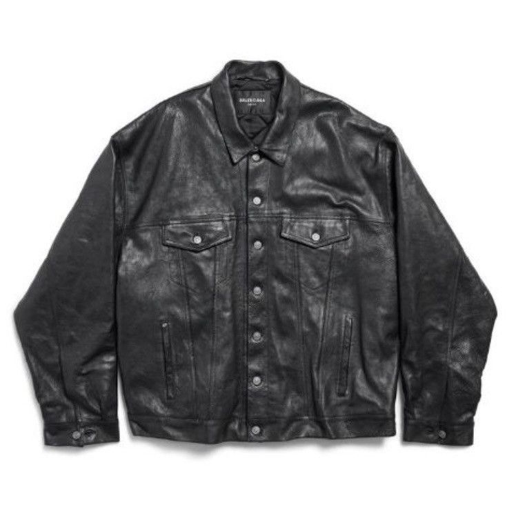 Balenciaga Balenciaga Oversized Leather Trucker Jacket Size US M / EU 48-50 / 2 - 1 Thumbnail