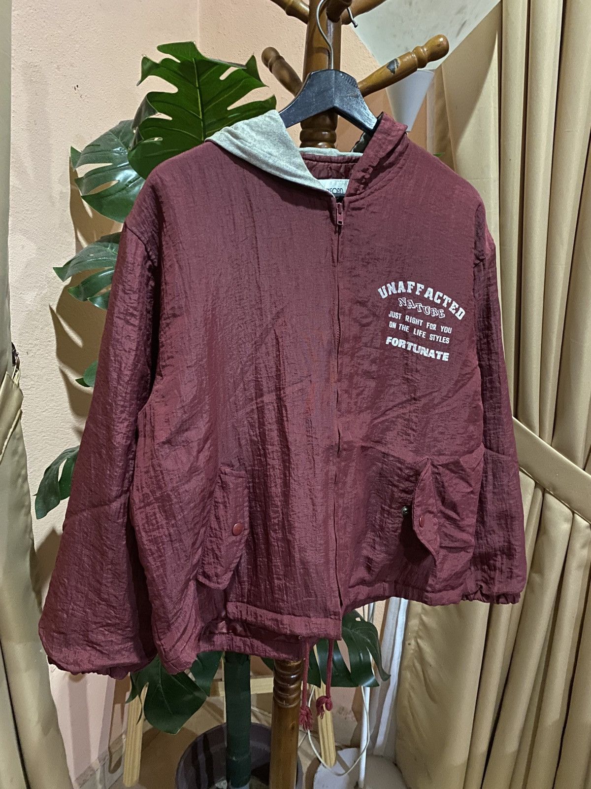 Vintage Vintage Sunford Maroon Windbreaker Hoodie Jacket Typography Size US M / EU 48-50 / 2 - 5 Thumbnail