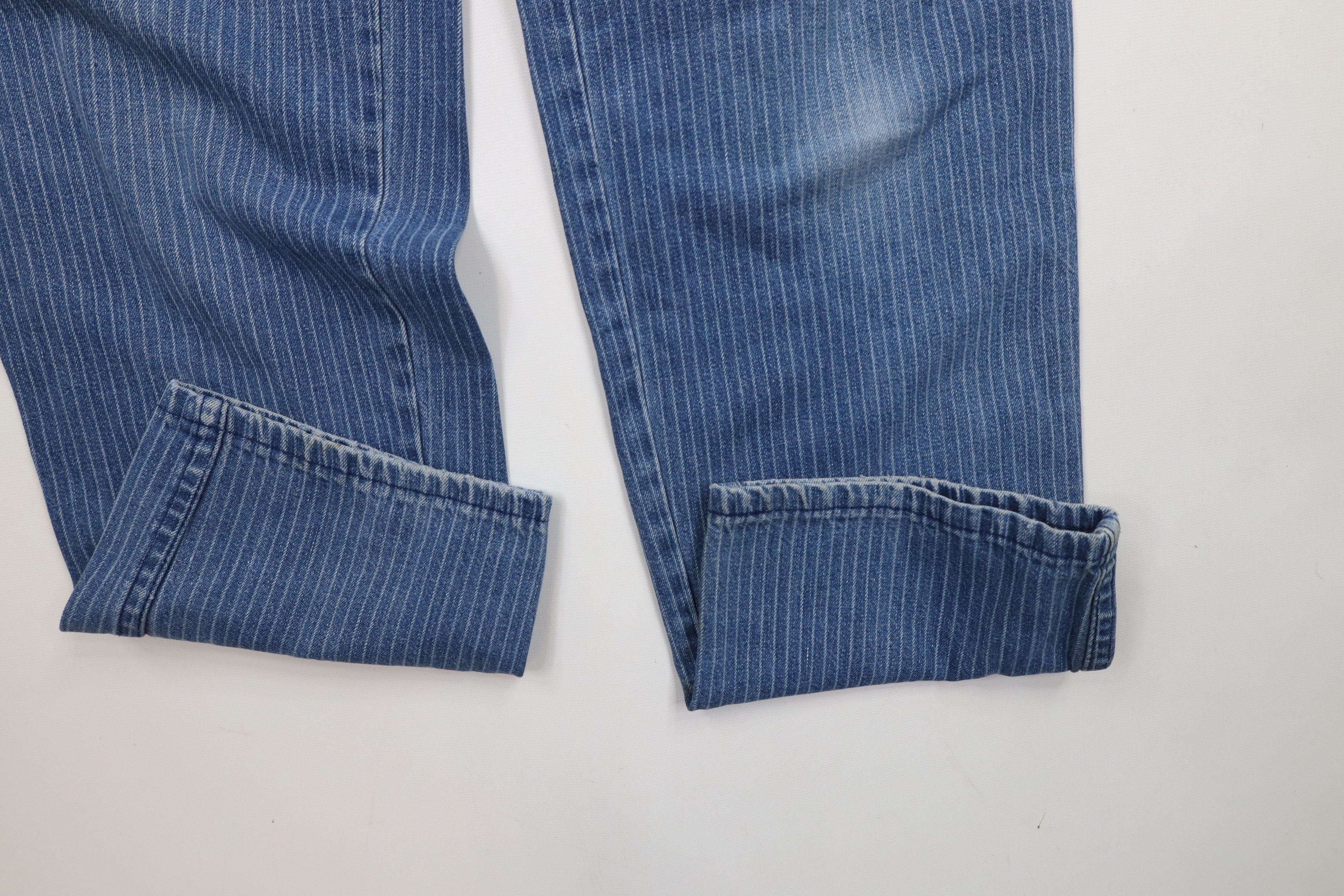 Vintage Vintage 90s Streetwear Pinstriped Pleated Denim Jeans Size 34" / US 12 / IT 48 - 5 Thumbnail