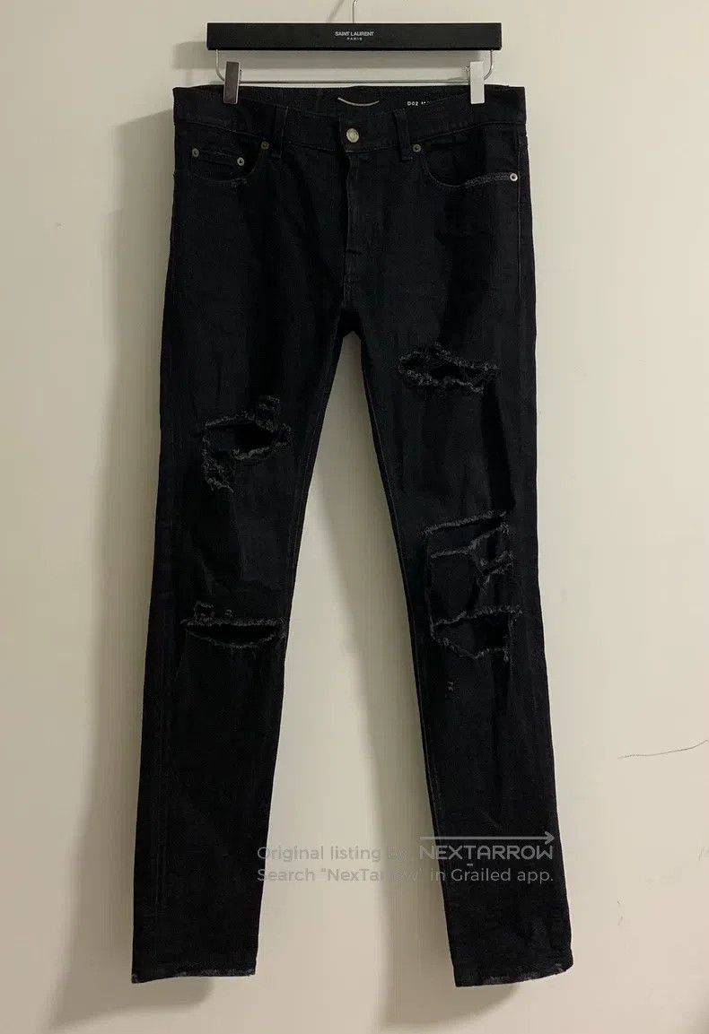 Saint Laurent Paris Saint Laurent Paris Black Big Destroyed Jeans Size US 32 / EU 48 - 1 Thumbnail