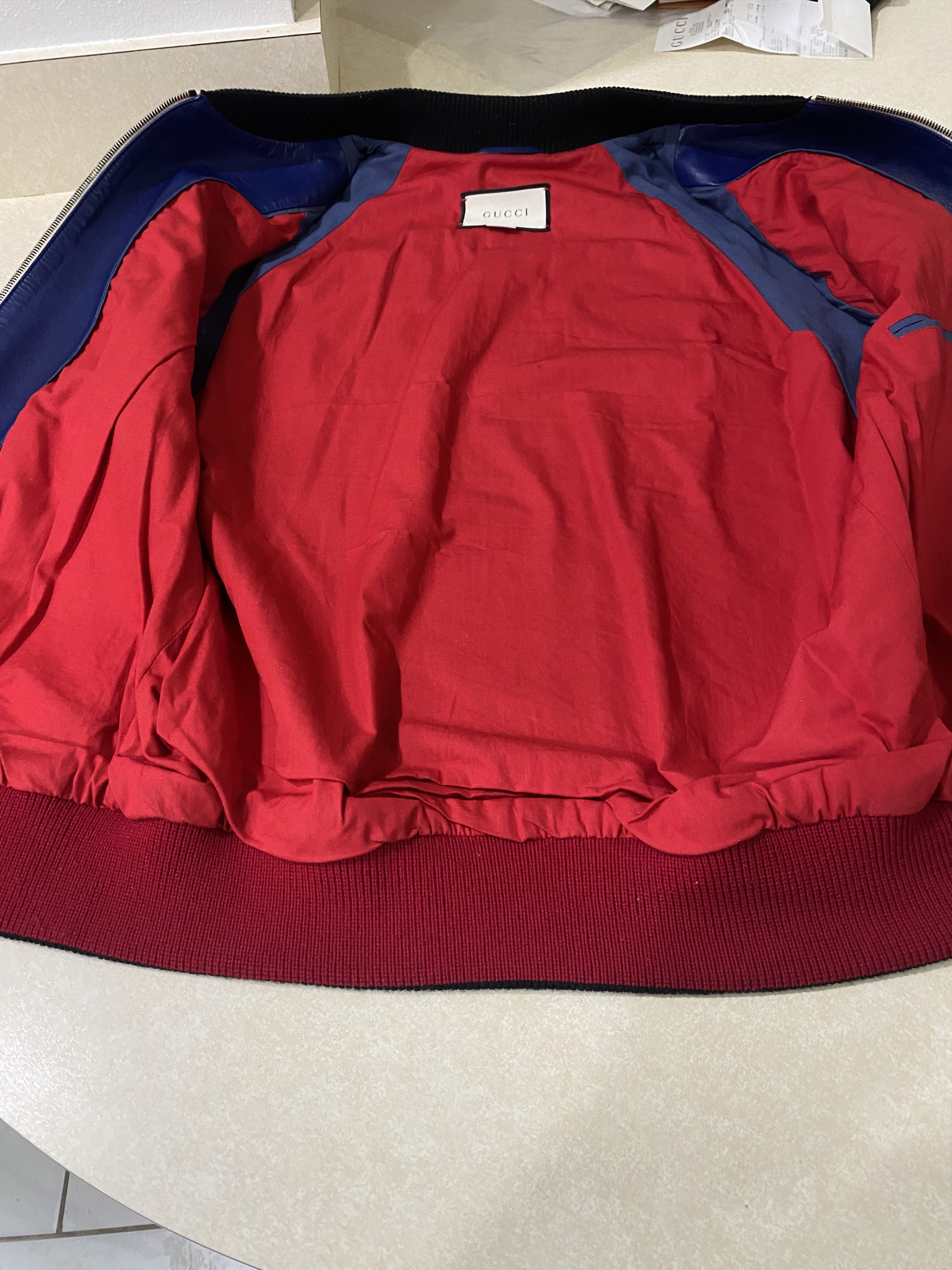 Gucci Gucci Leather Bomber Jacket with Bird and Pool Size US M / EU 48-50 / 2 - 6 Thumbnail