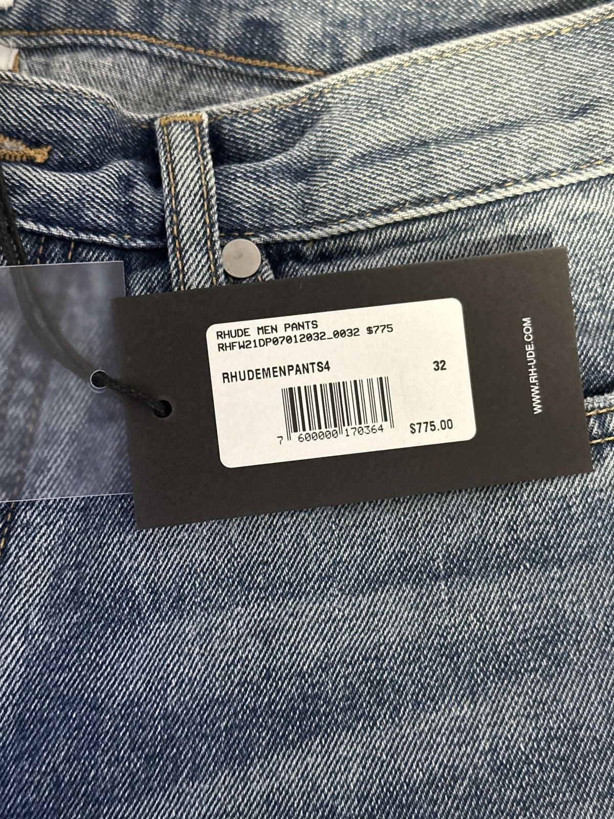 Rhude RHUDE Men's Indigo Embroidered Denim Jeans Size US 32 / EU 48 - 3 Thumbnail