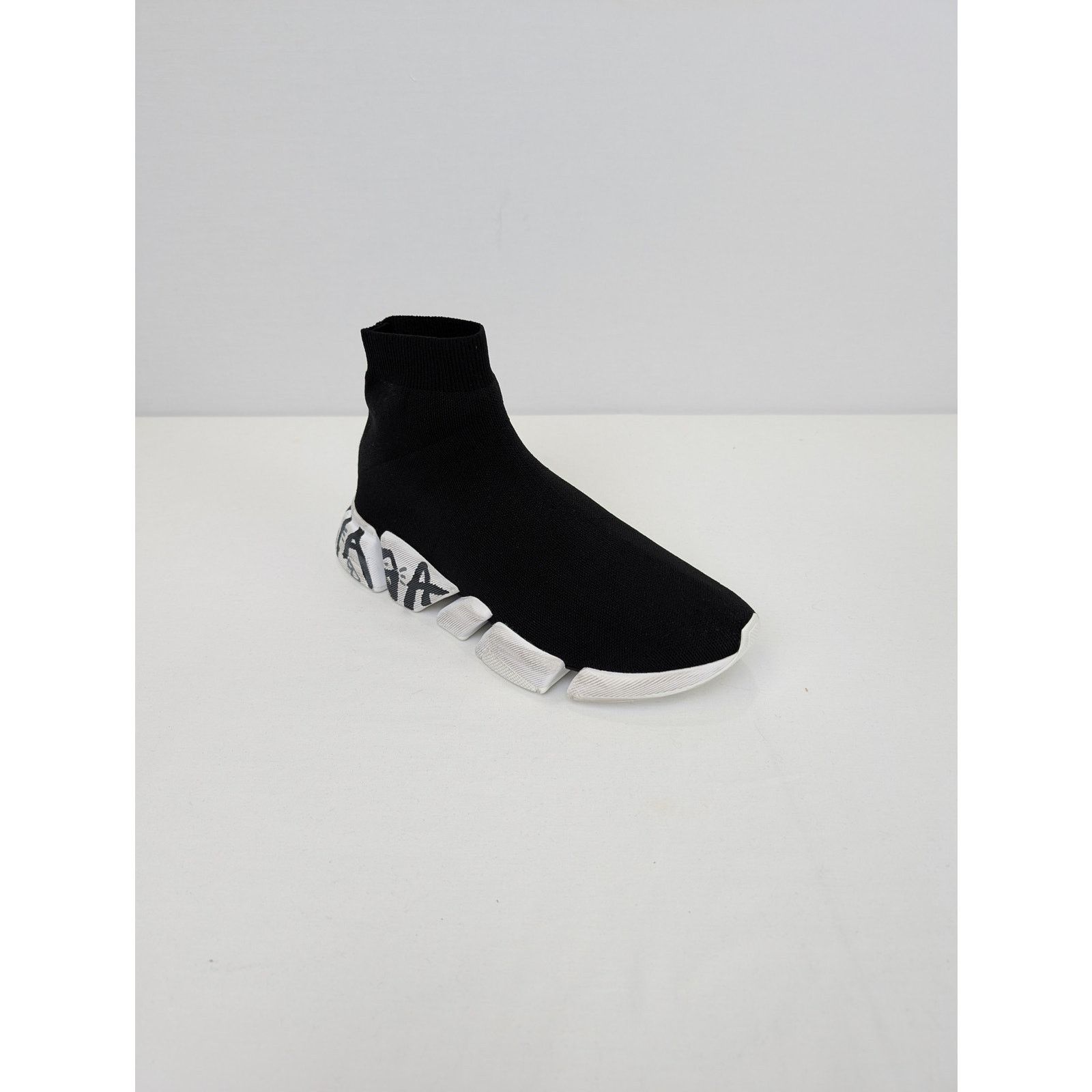 Balenciaga o1rshd1 Rec Knit Graffiti Speed 2.0 Lt Sneakers Black/White Size US 7 / EU 40 - 3 Thumbnail