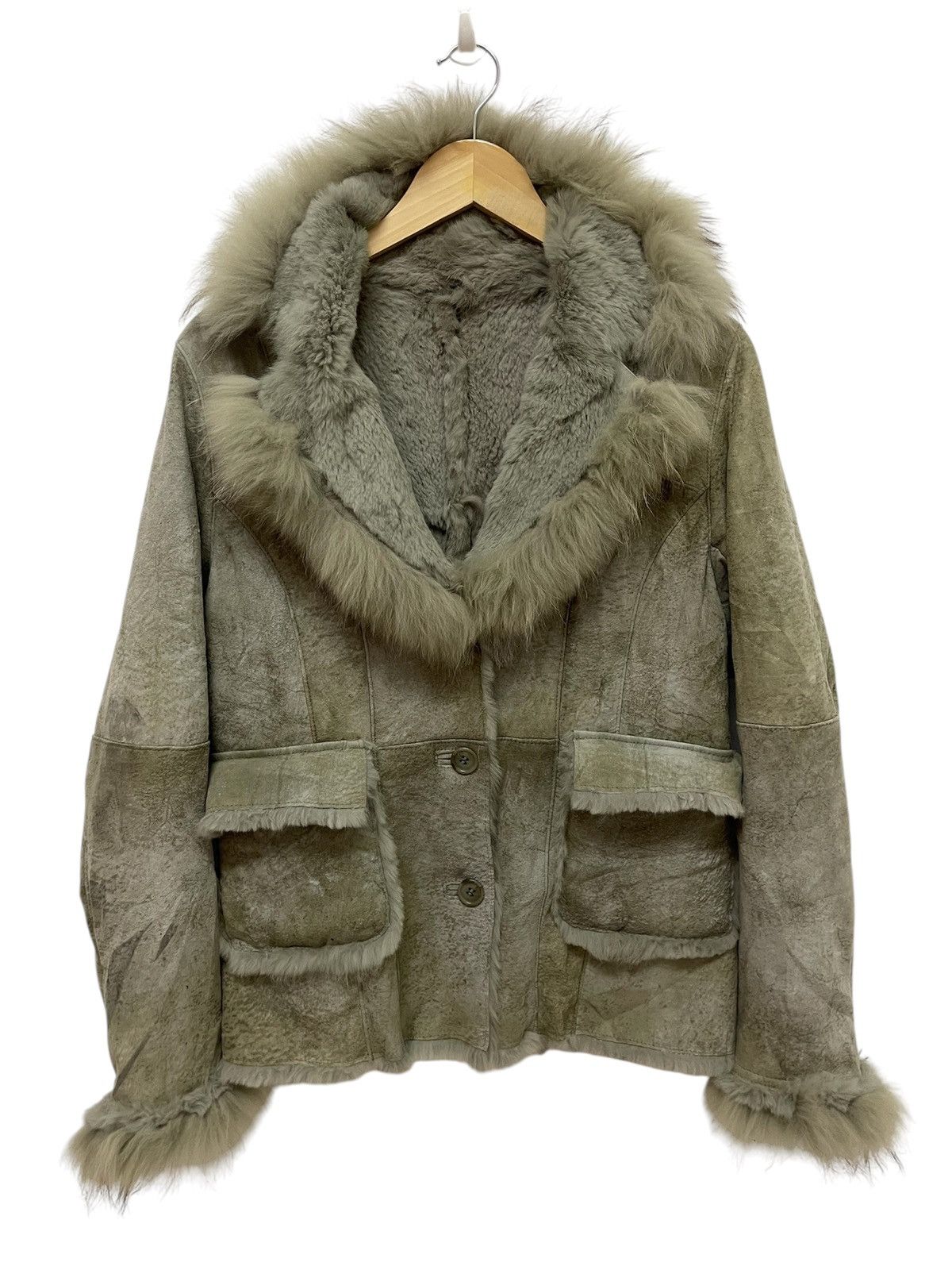 Other Luxury RABBIT LEATHER JACKET x RACCOON FUR Size S / US 4 / IT 40 - 1 Thumbnail