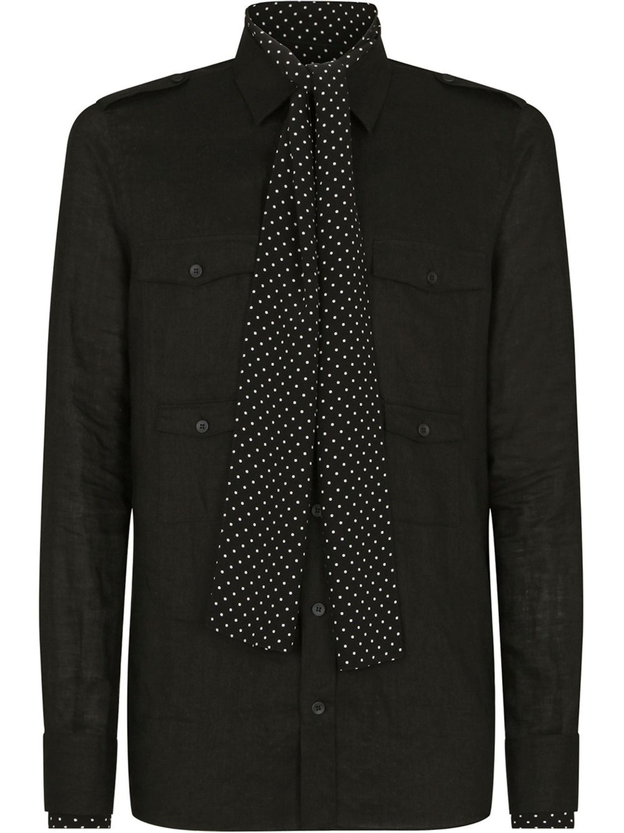 Dolce & Gabbana o1y0125 Linen Shirt in Black Size US M / EU 48-50 / 2 - 1 Thumbnail