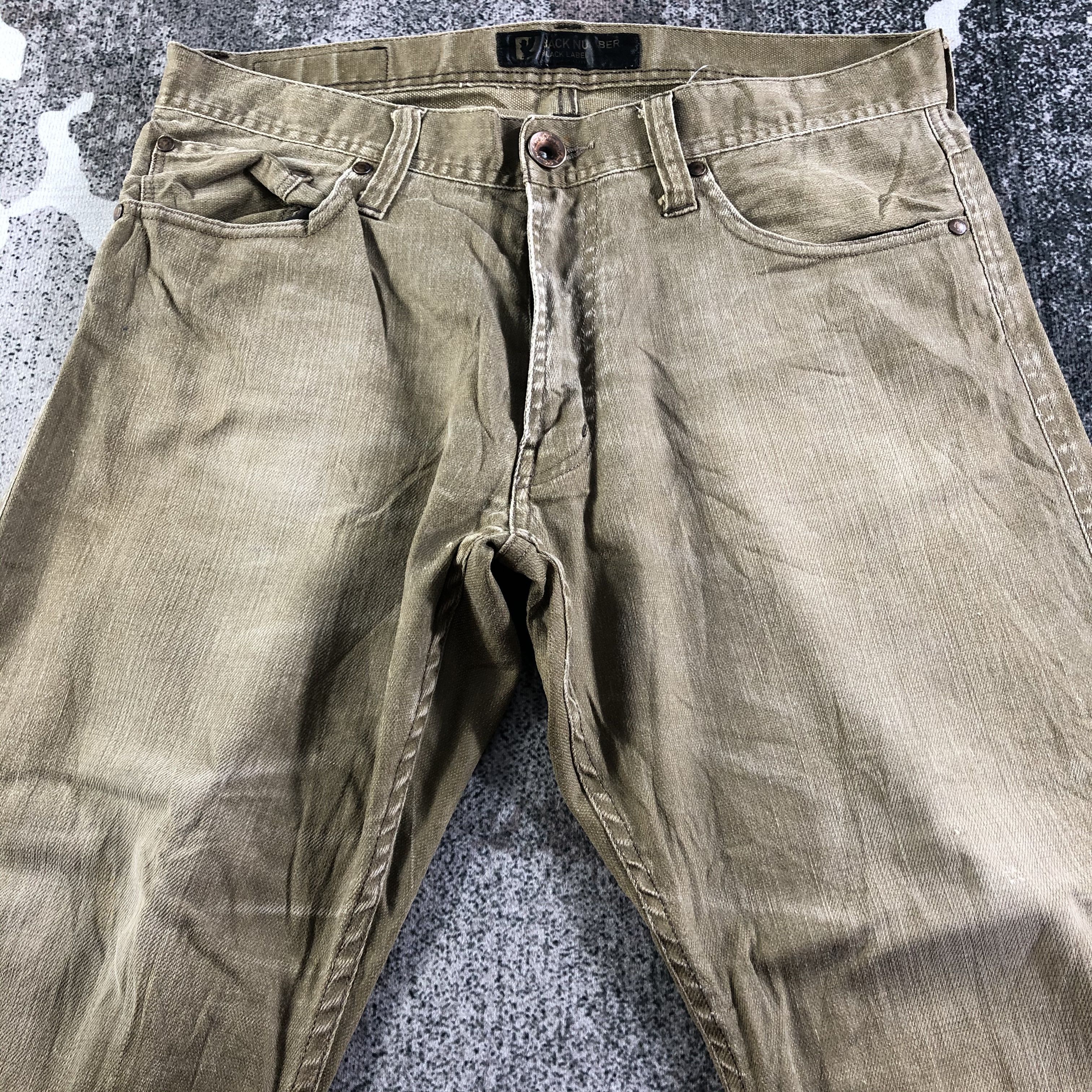 Japanese Brand Back Number Jeans Faded Green Denim KJ3156 Size US 33 - 3 Thumbnail