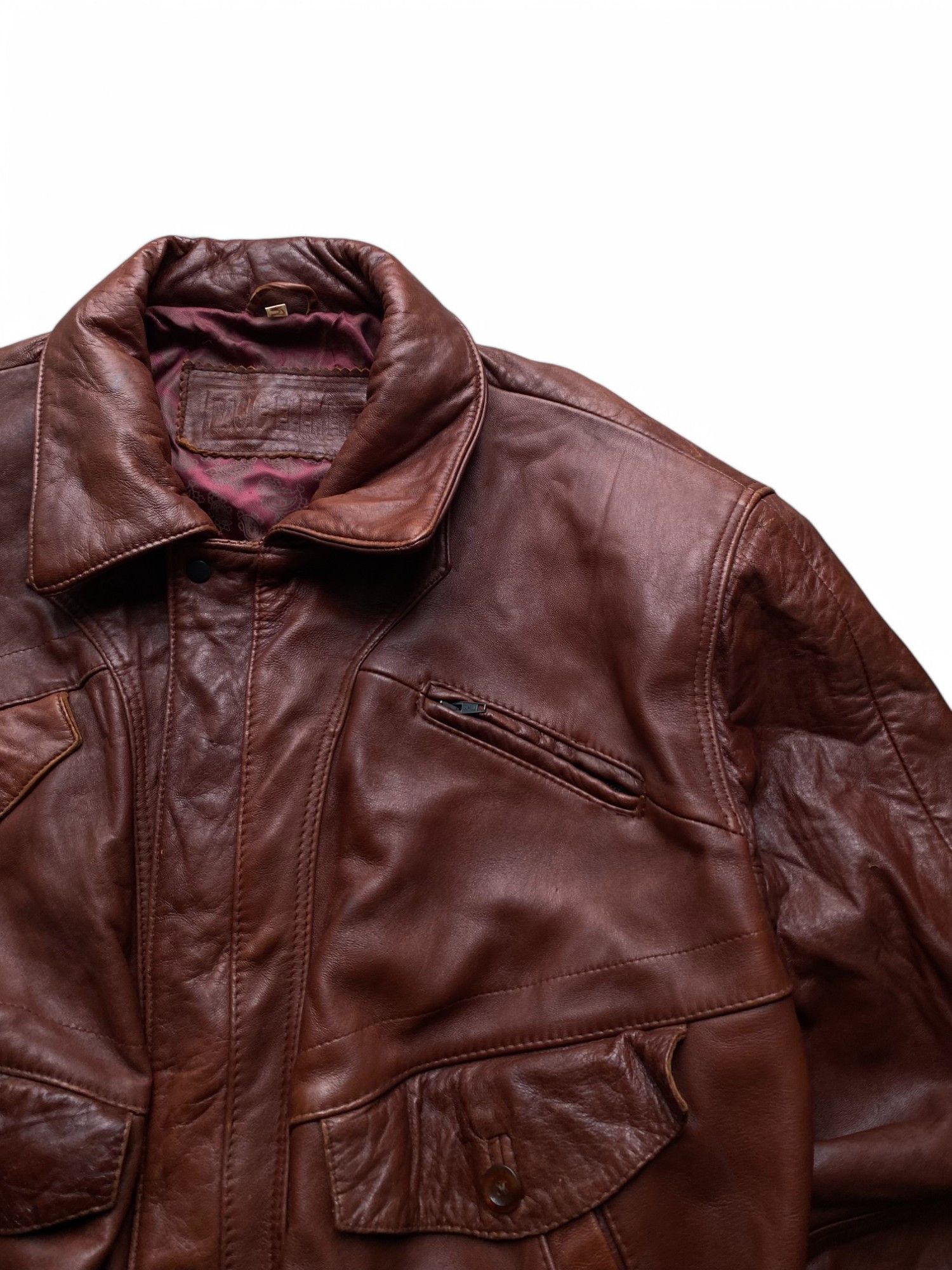Genuine Leather Vintage Leather jacket Bomber Basic Element Size US XL / EU 56 / 4 - 4 Thumbnail