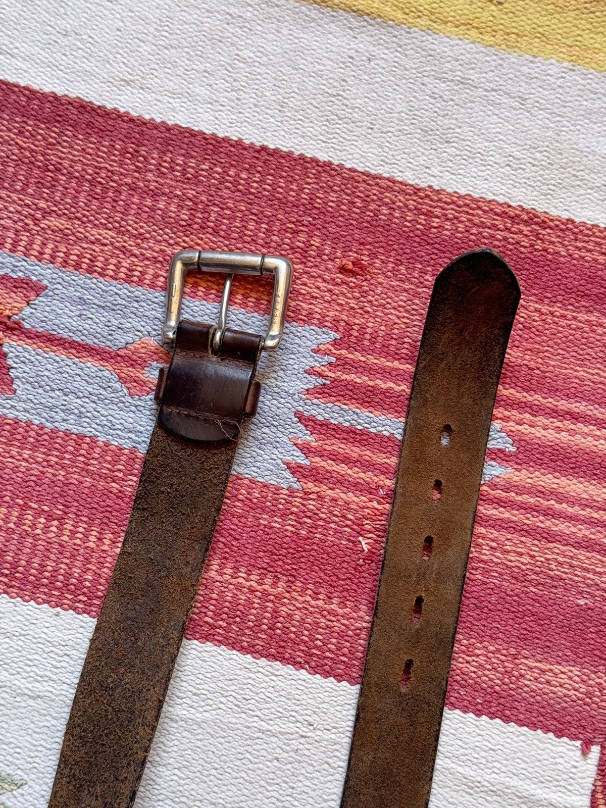Levi's Vintage 90’s Levi’s Genuine Leather Brown Cowboy Belt Size ONE SIZE - 8 Thumbnail