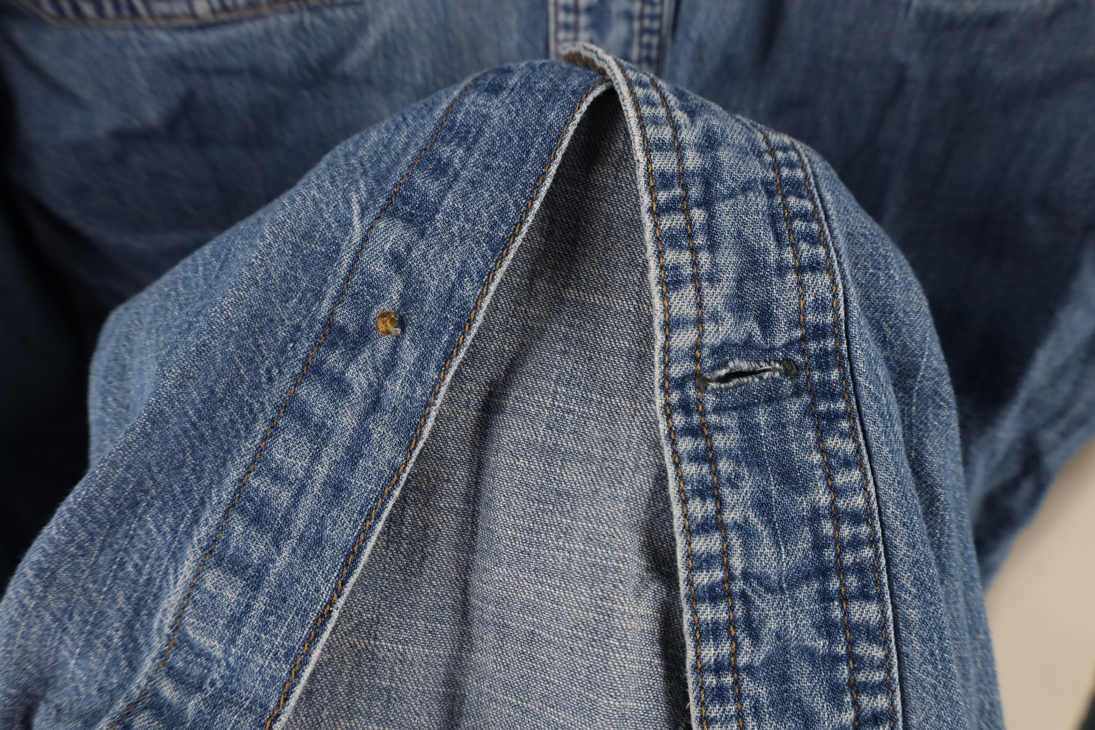Vintage Vintage 90s Streetwear Denim Jean Collared Button Shirt Size US S / EU 44-46 / 1 - 6 Thumbnail