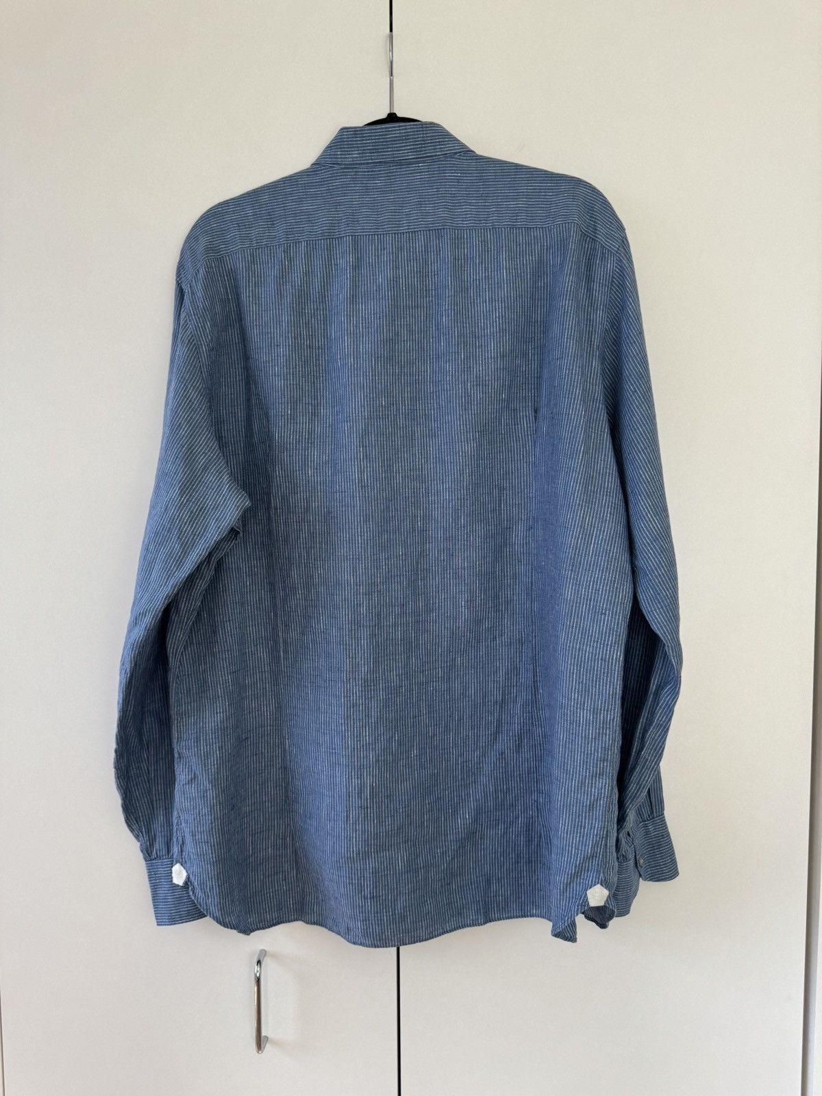 Loro Piana Arthur Arizona Blue Striped Aloe Linen Shirt XXL FAL1007 Size US XXL / EU 58 / 5 - 8 Thumbnail